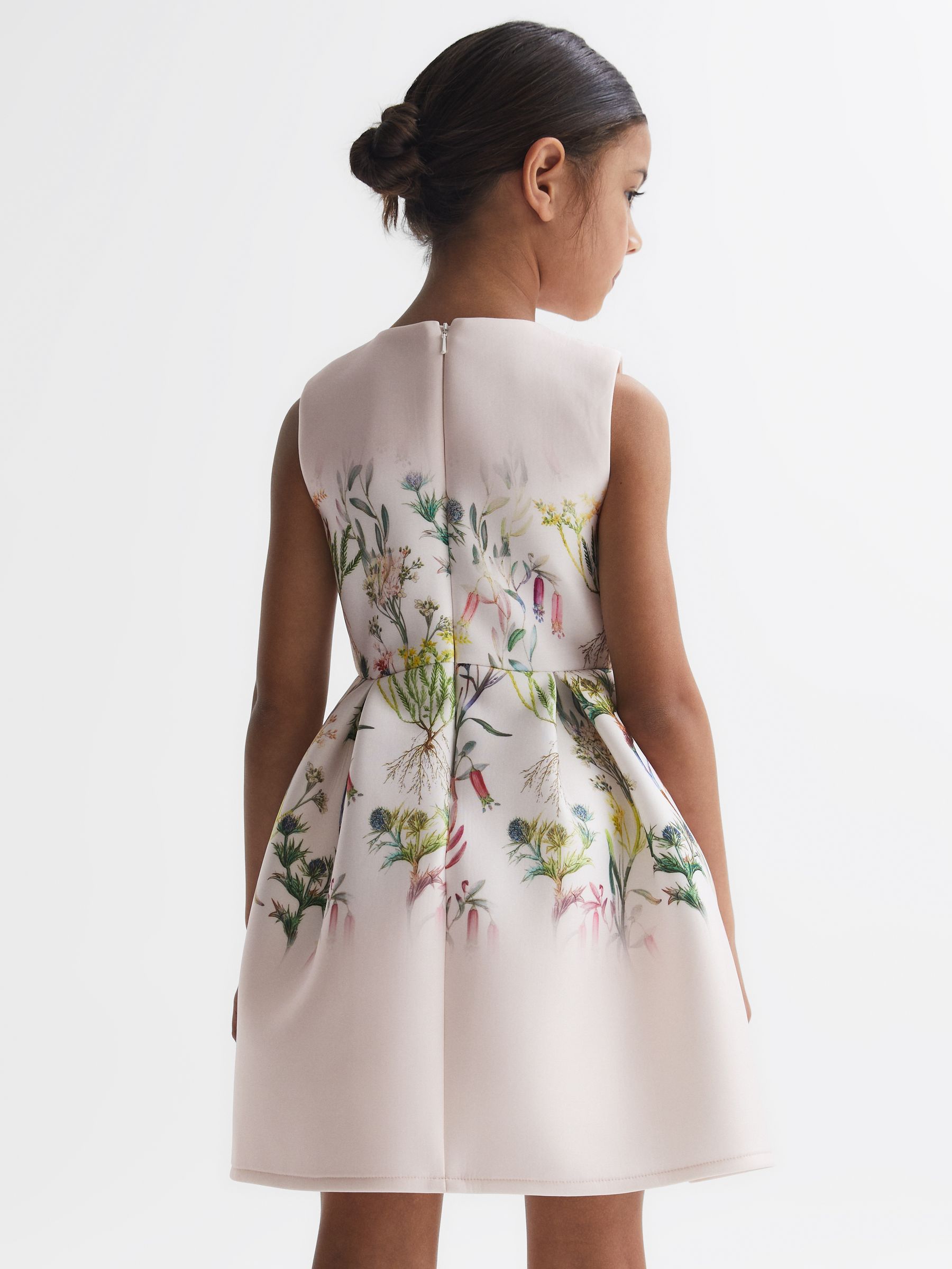 4-9 yrs Scuba Floral Printed Dress in Green - Image 5 of 5