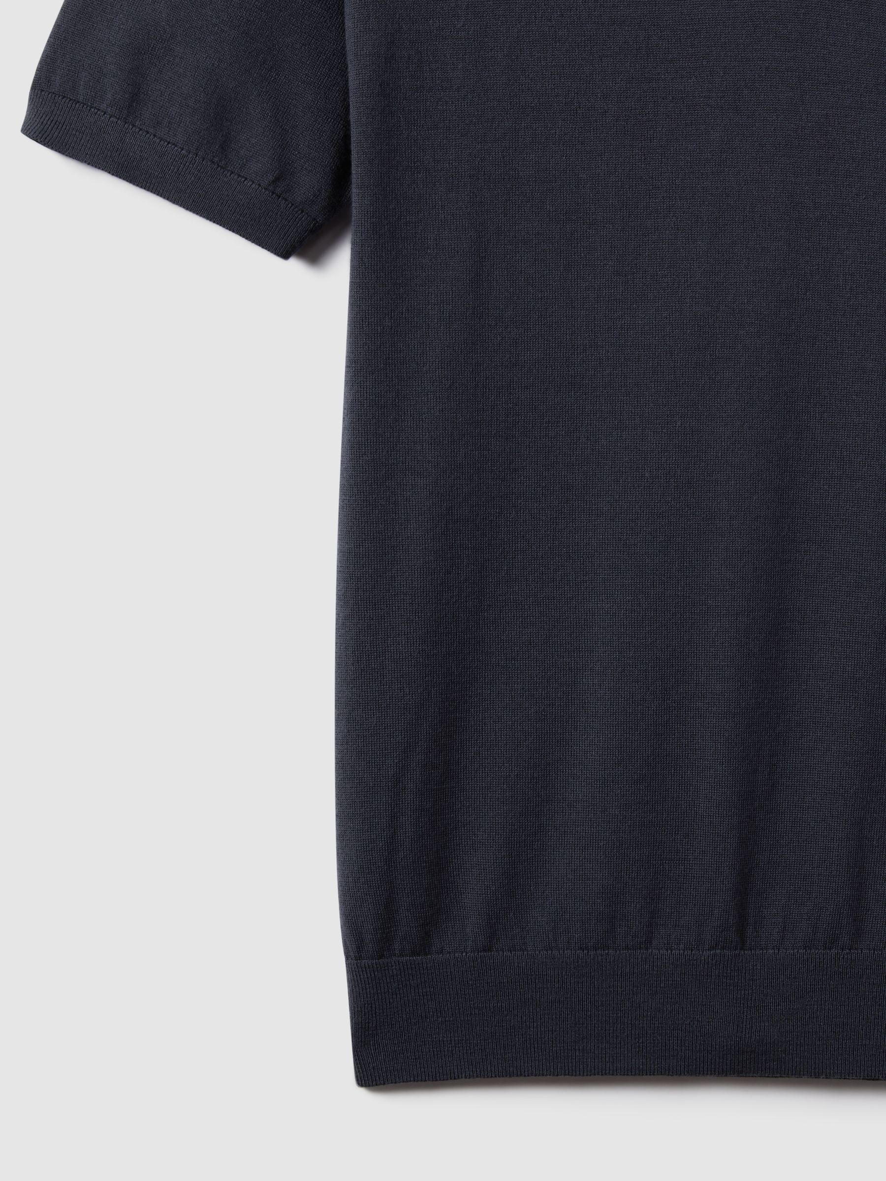 Merino Wool Open Collar Polo Shirt in Blue Smoke - Image 6 of 6