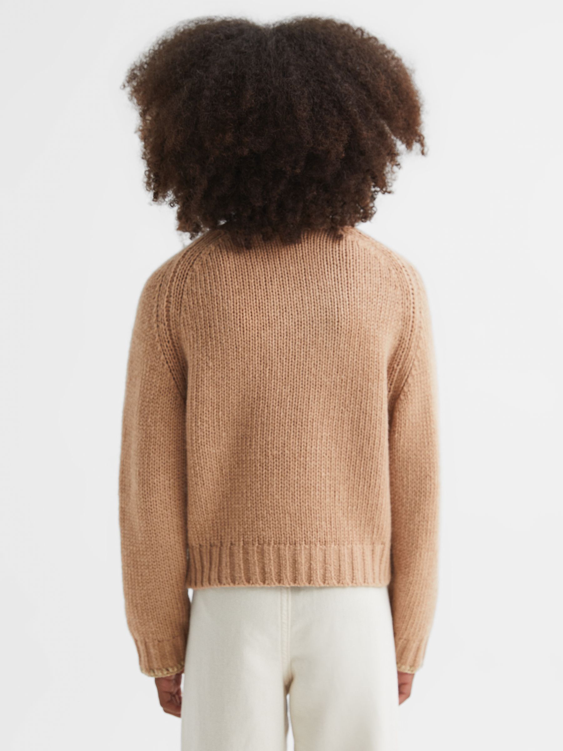 4-9 yrs Wool Blend Motif Jumper in Camel - Image 5 of 6
