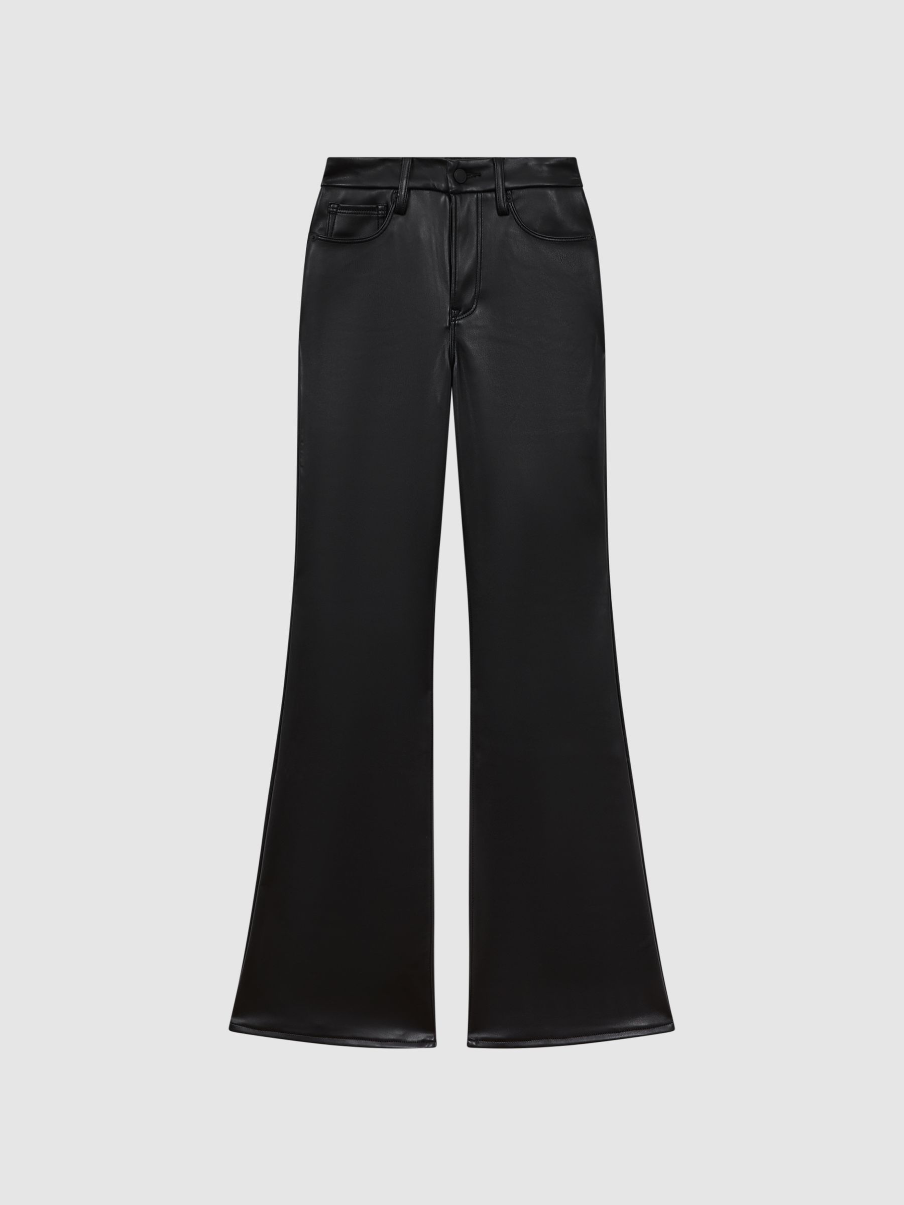 Good American Faux Leather Flared Trousers in Black - Image 2 of 7