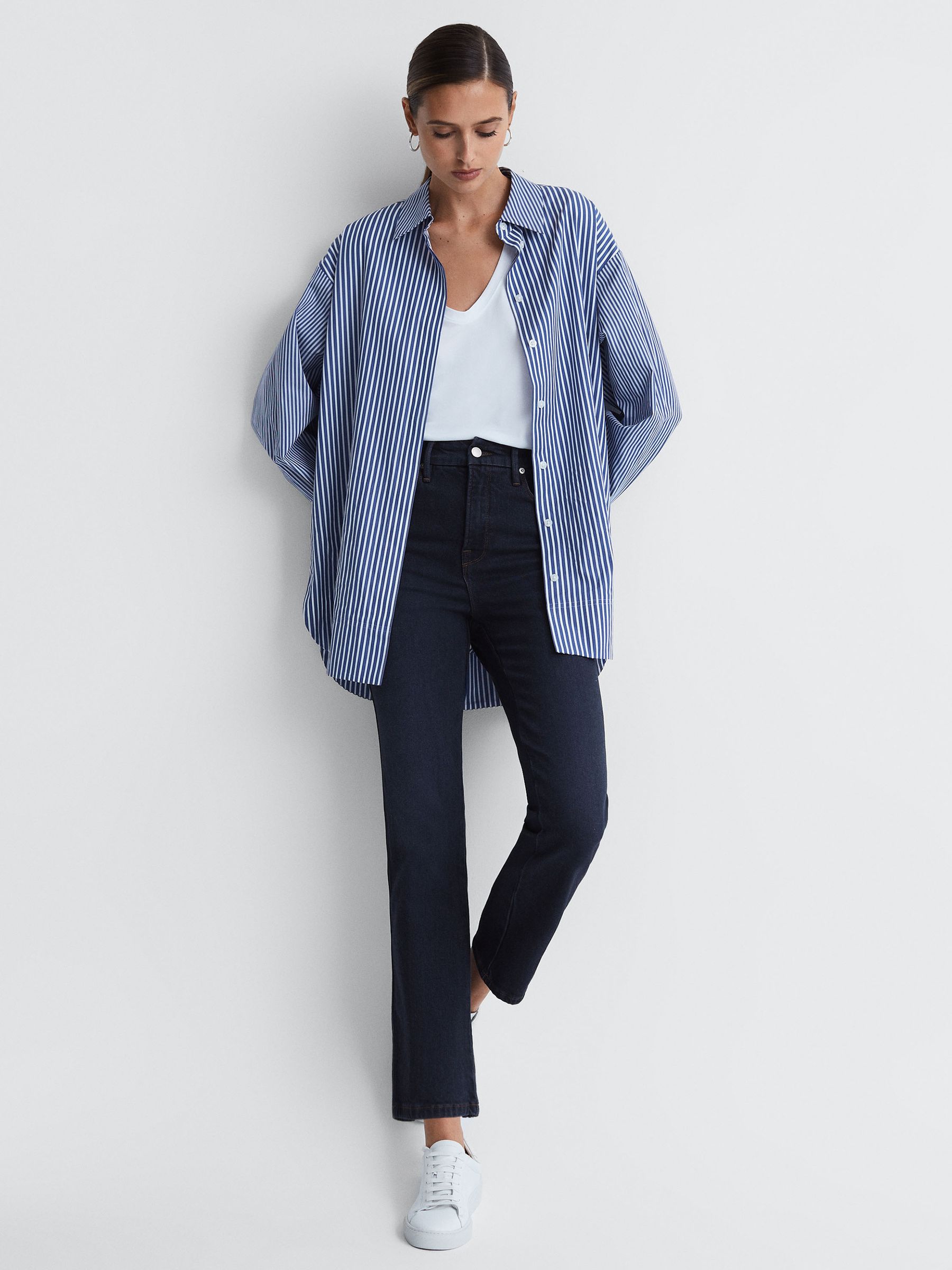 Good American Soft Tech Straight Leg Jeans in Indigo - Image 3 of 6