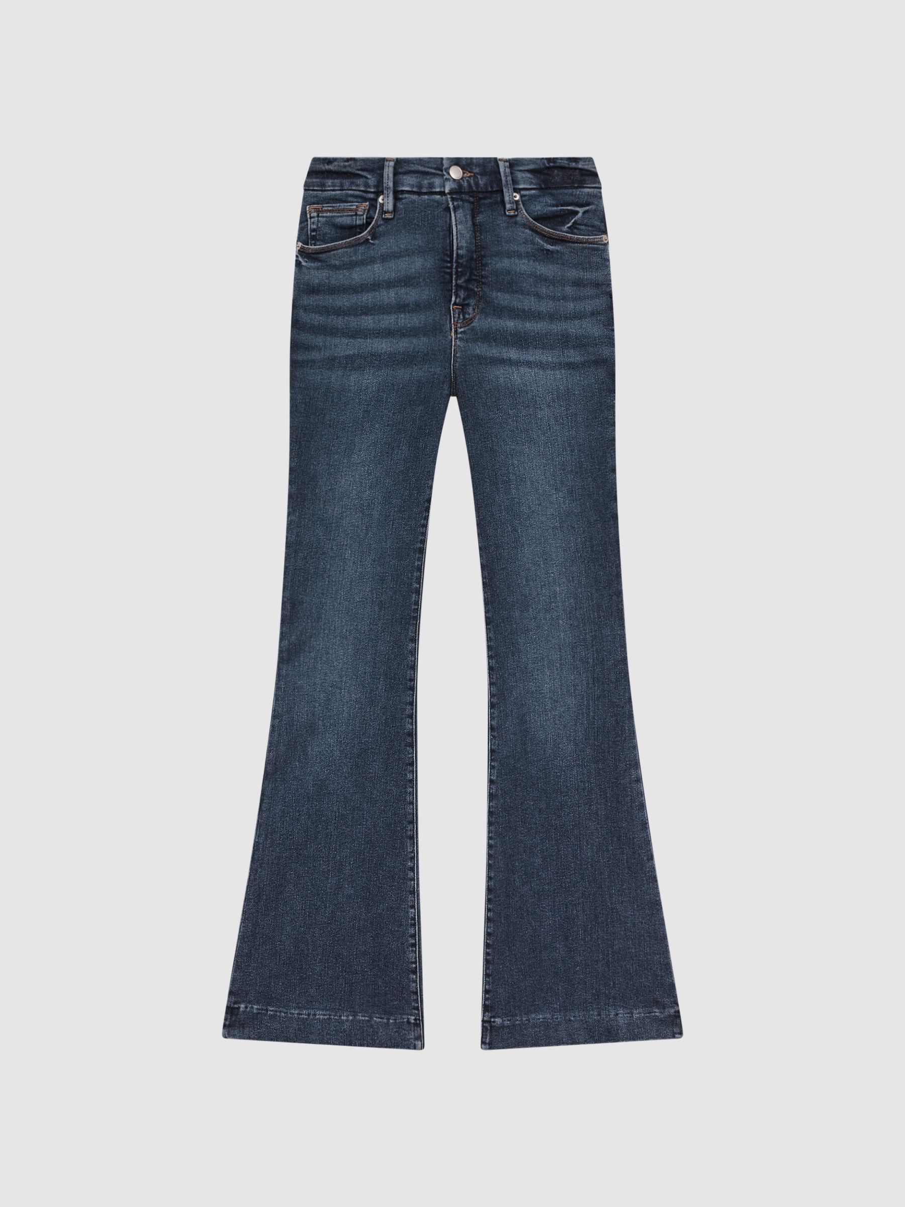 Good American High Rise Flared Jeans in Indigo - Image 2 of 6 Good American High Rise Flared Jeans in Indigo - Image 2 of 6