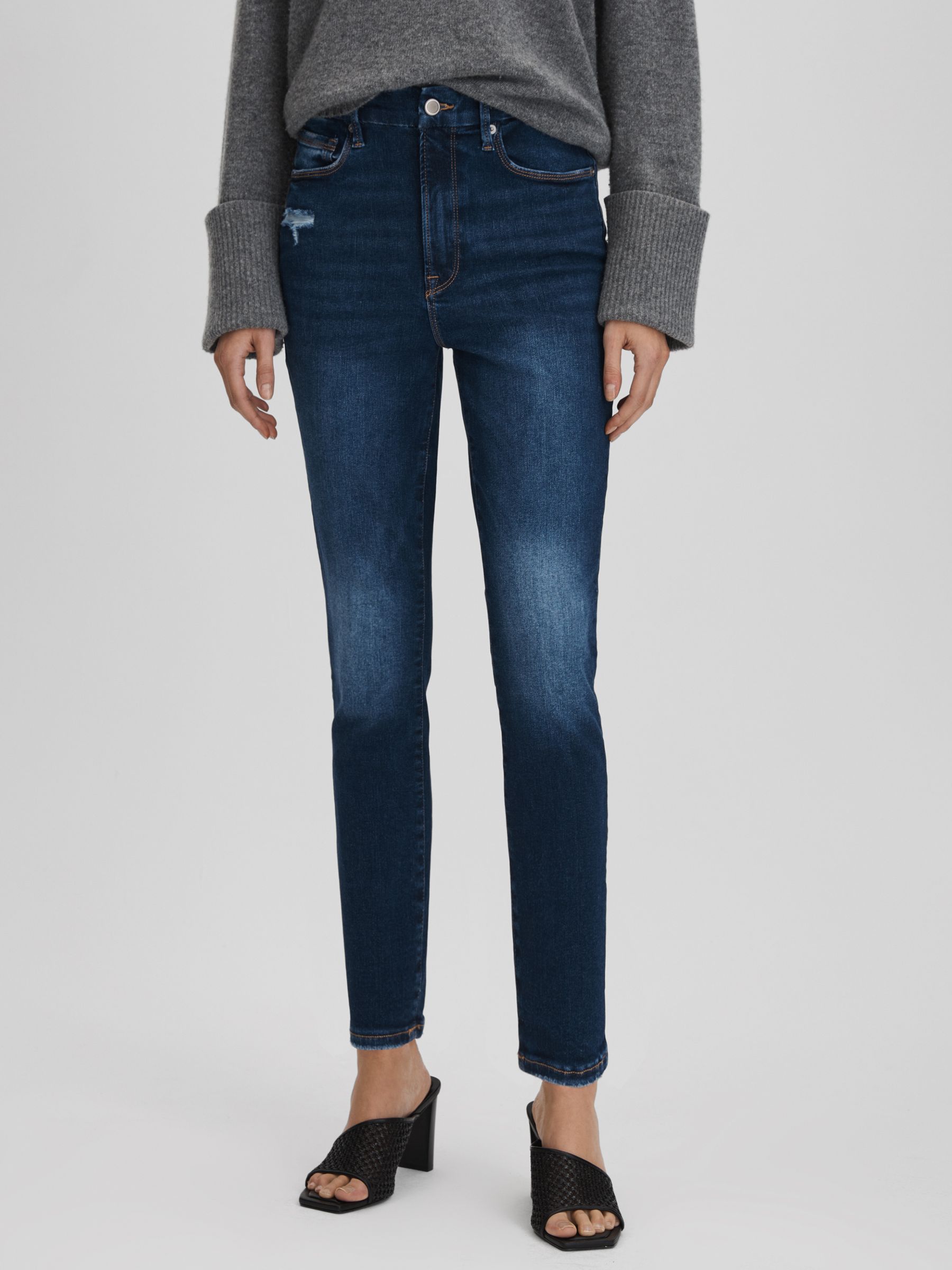 Good American Always Fits Cropped Skinny Jeans in Indigo - Image 1 of 6