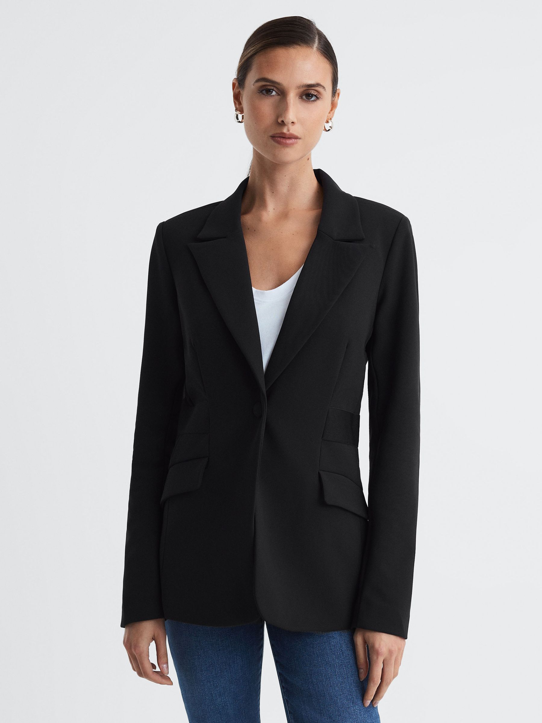 Good American Scuba Single Breasted Blazer in Black - Image 1 of 5