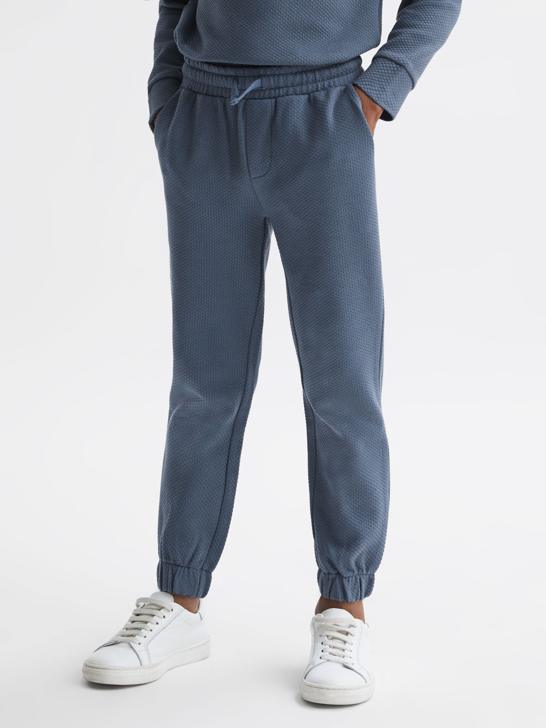 9-14 yrs Textured Drawstring Joggers in Airforce Blue - Image 1 of 5