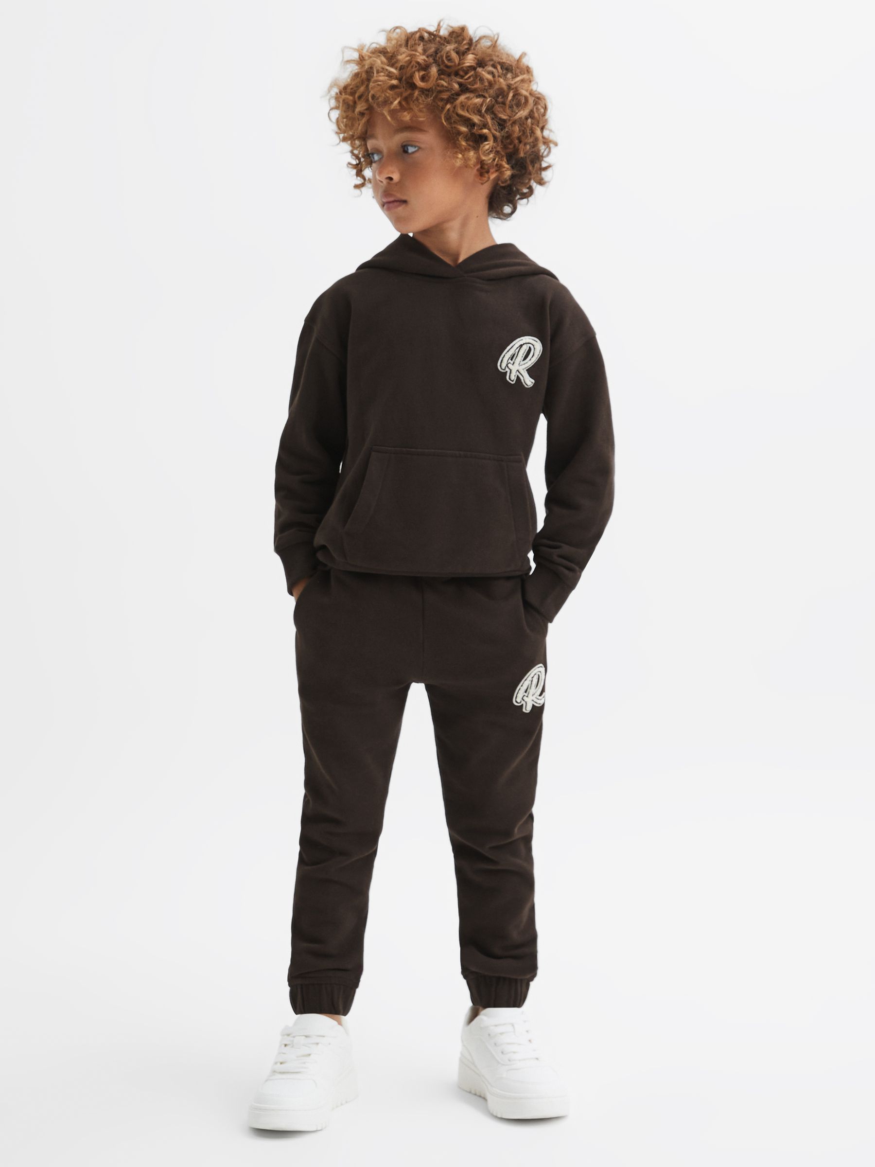 Senior Garment Dyed Logo Joggers in Chocolate - Image 1 of 6