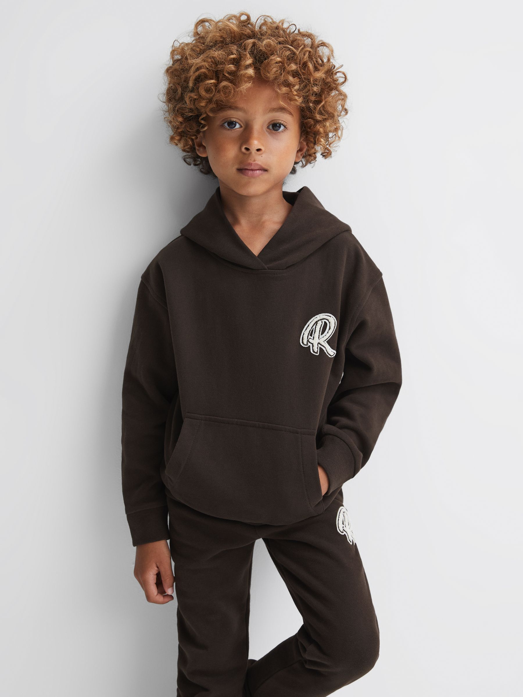 Senior Relaxed Garment Dyed Logo Hoodie in Chocolate - Image 1 of 6