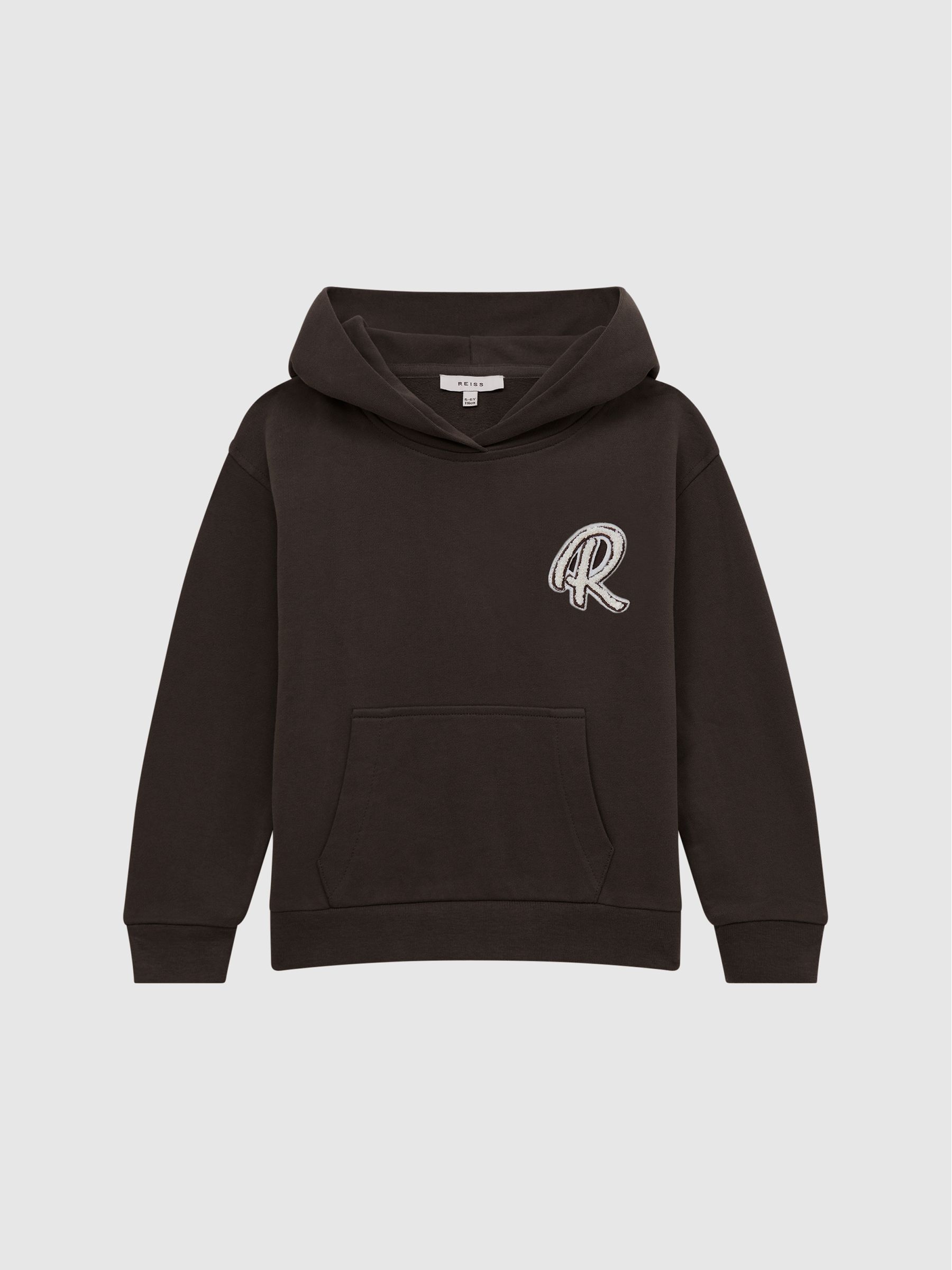 Senior Relaxed Garment Dyed Logo Hoodie in Chocolate - Image 2 of 6