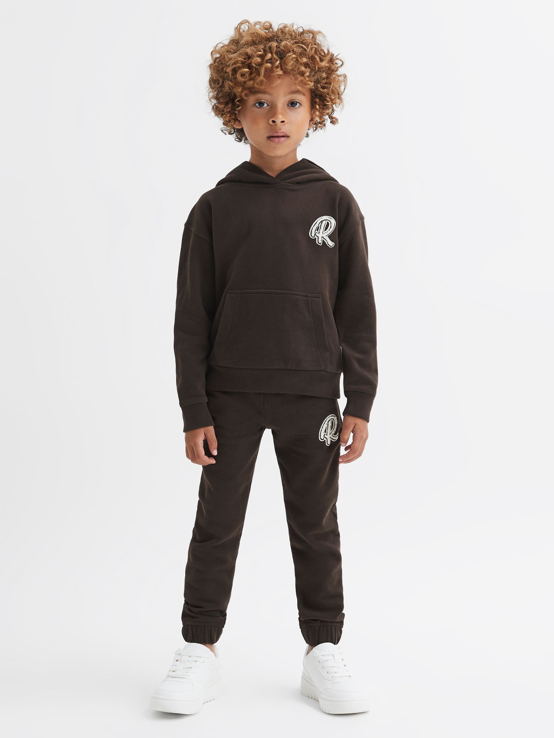 Senior Relaxed Garment Dyed Logo Hoodie in Chocolate - Image 3 of 6