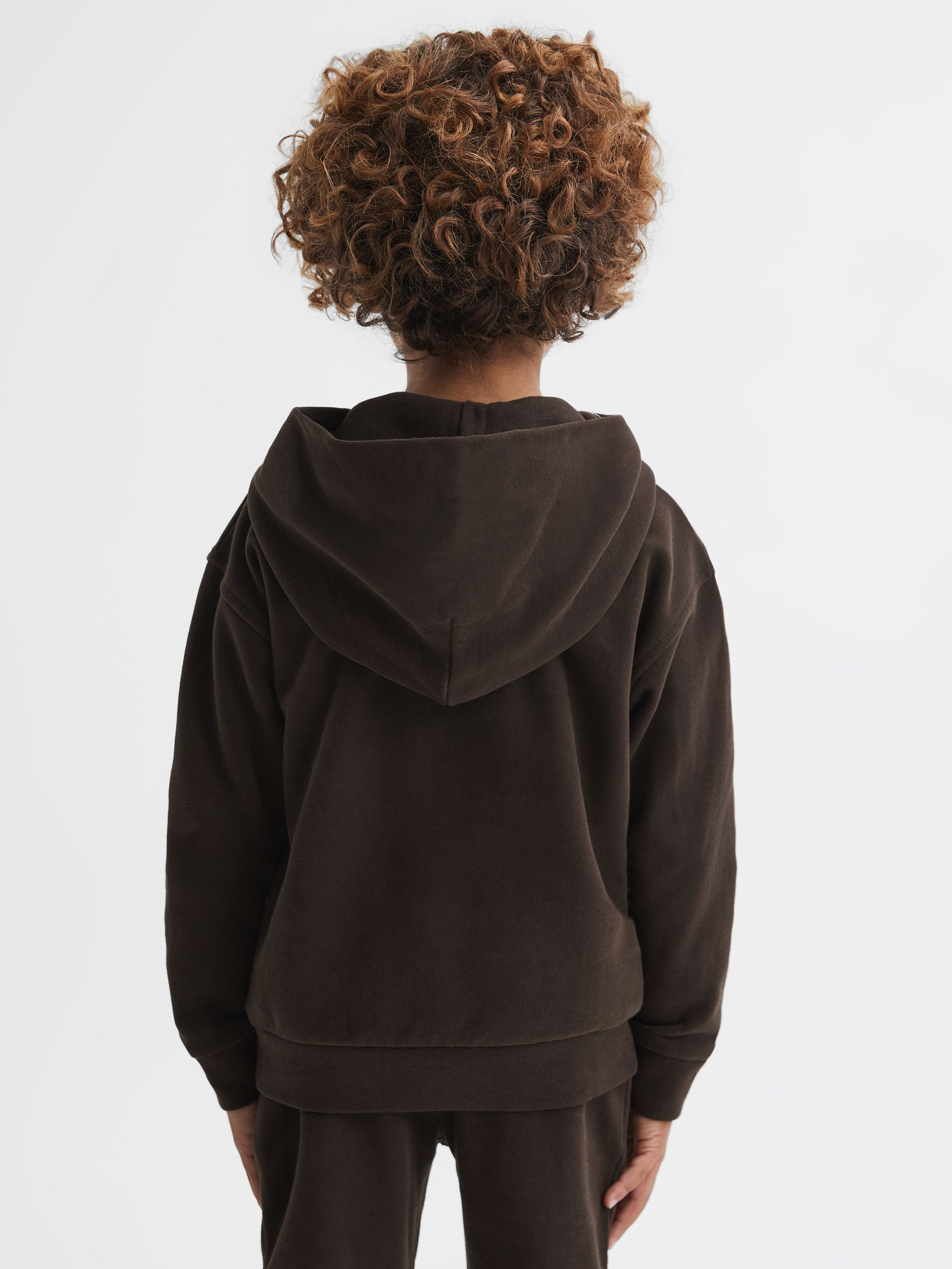 Senior Relaxed Garment Dyed Logo Hoodie in Chocolate - Image 5 of 6