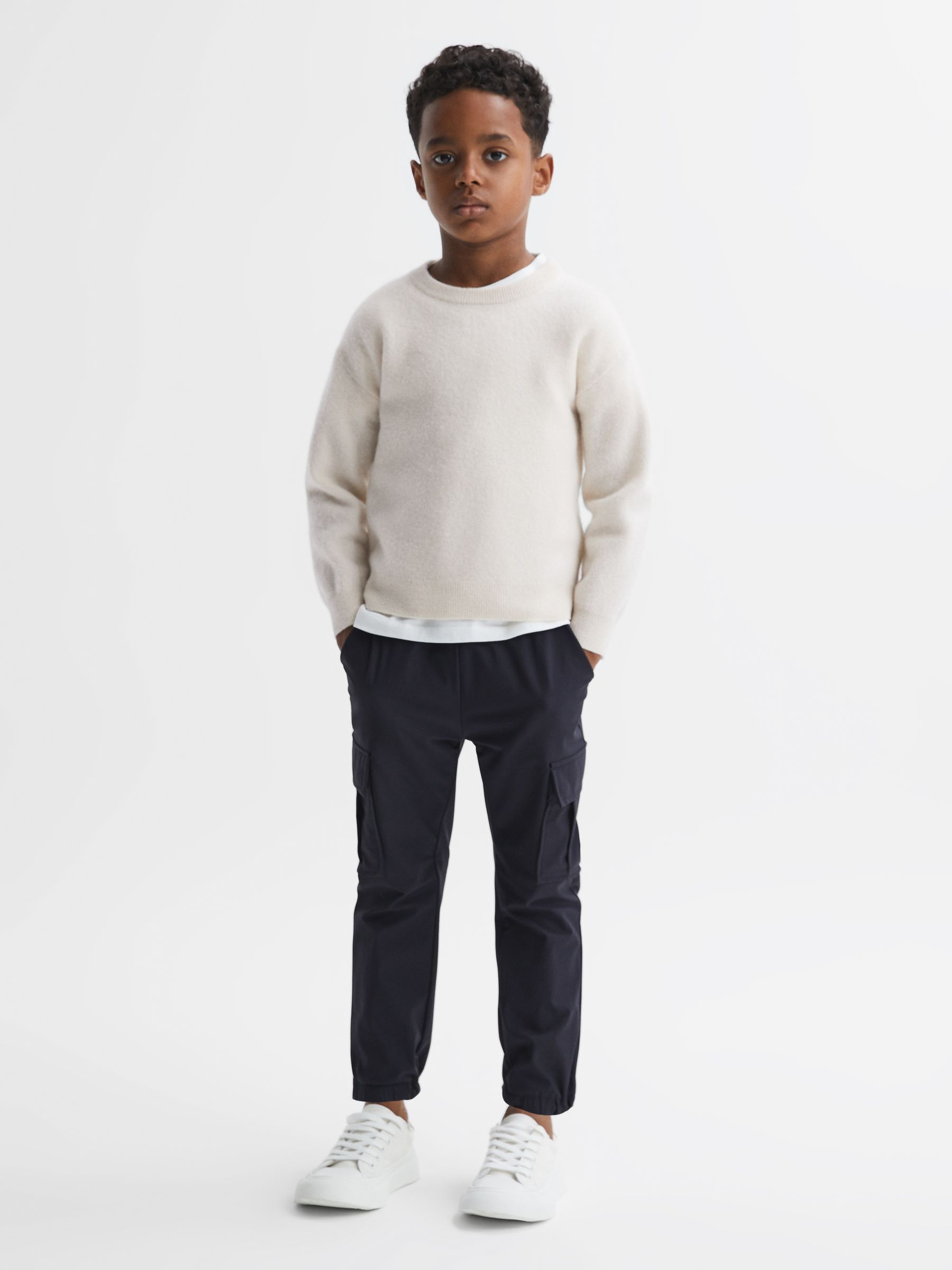 9-14 yrs Merino Crew Neck Jumper in White - Image 1 of 7