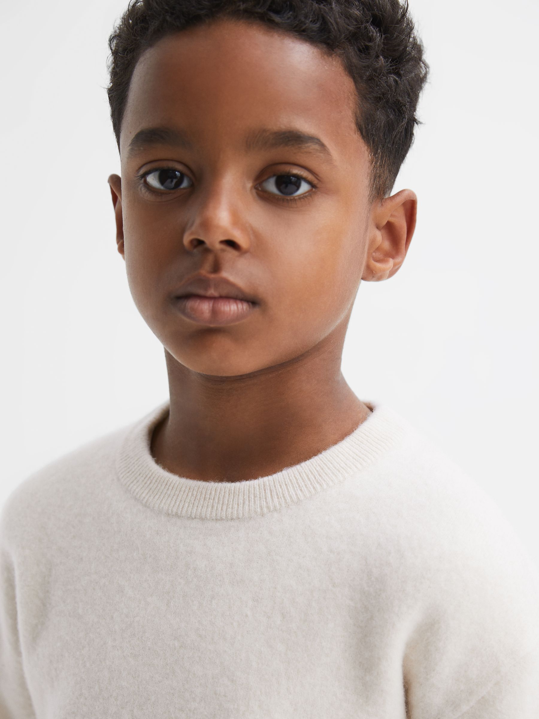 3-9 yrs Merino Crew Neck Jumper in White - Image 4 of 7