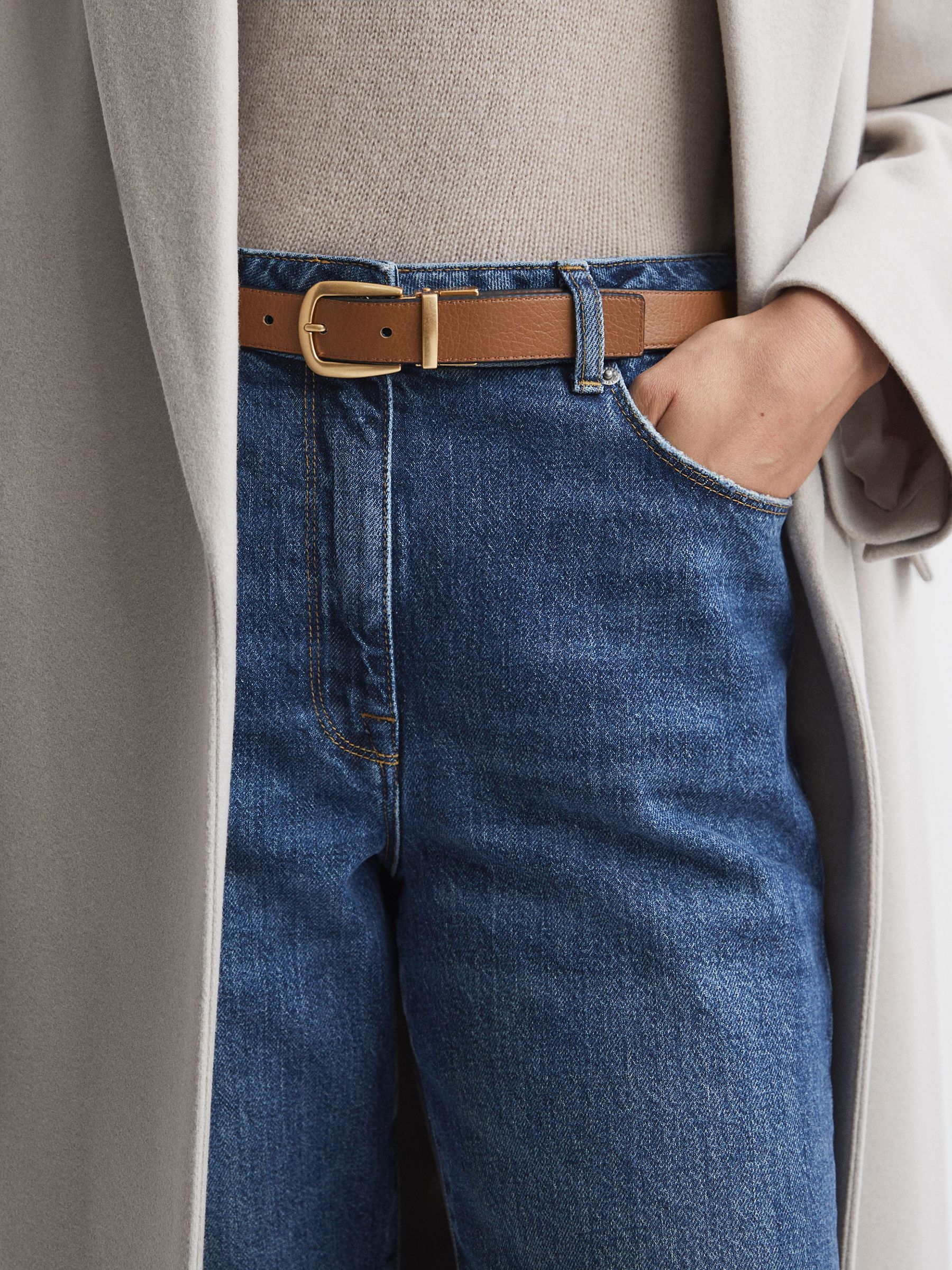 Reversible Leather Belt in Black/Camel - Image 2 of 6