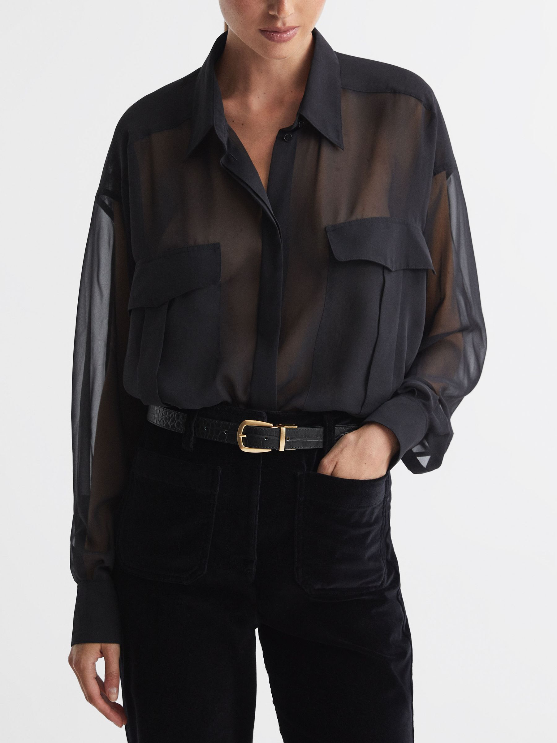 Reversible Leather Belt in Black/Camel - Image 3 of 6