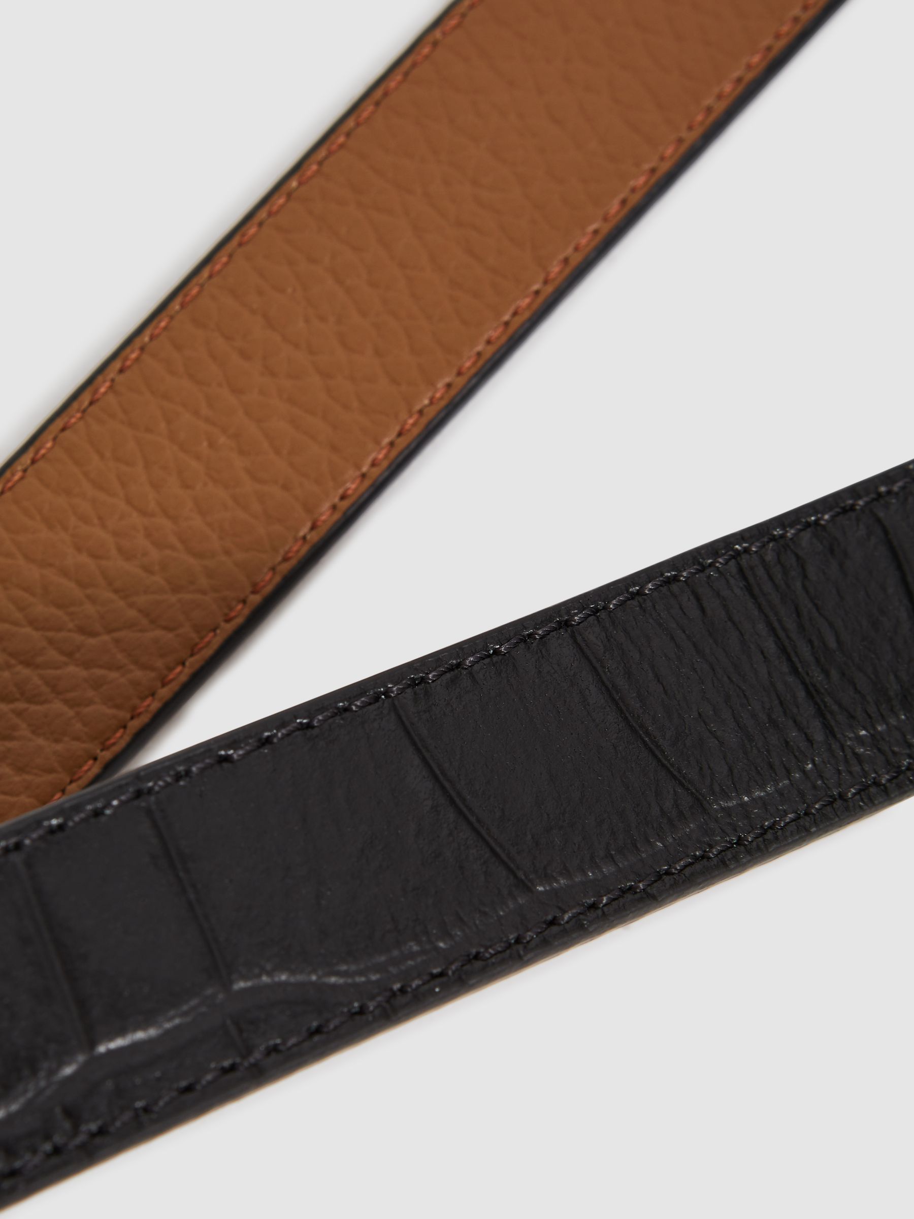 Reversible Leather Belt in Black/Camel - Image 4 of 6