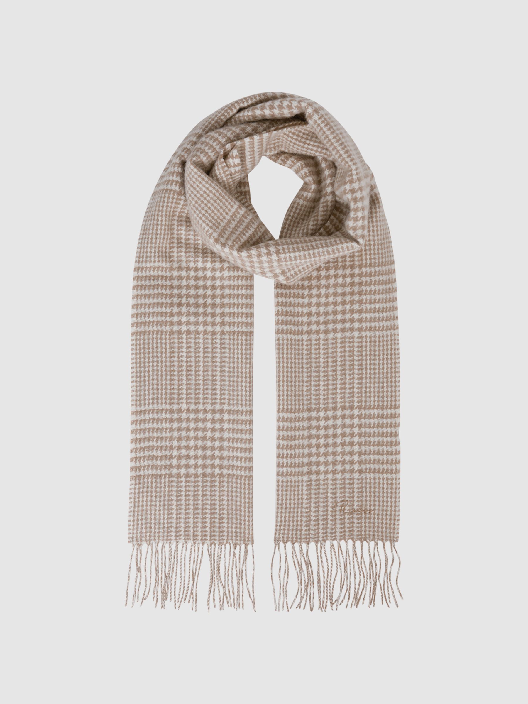 Wool-Cashmere Check Scarf in Oatmeal - Image 3 of 4