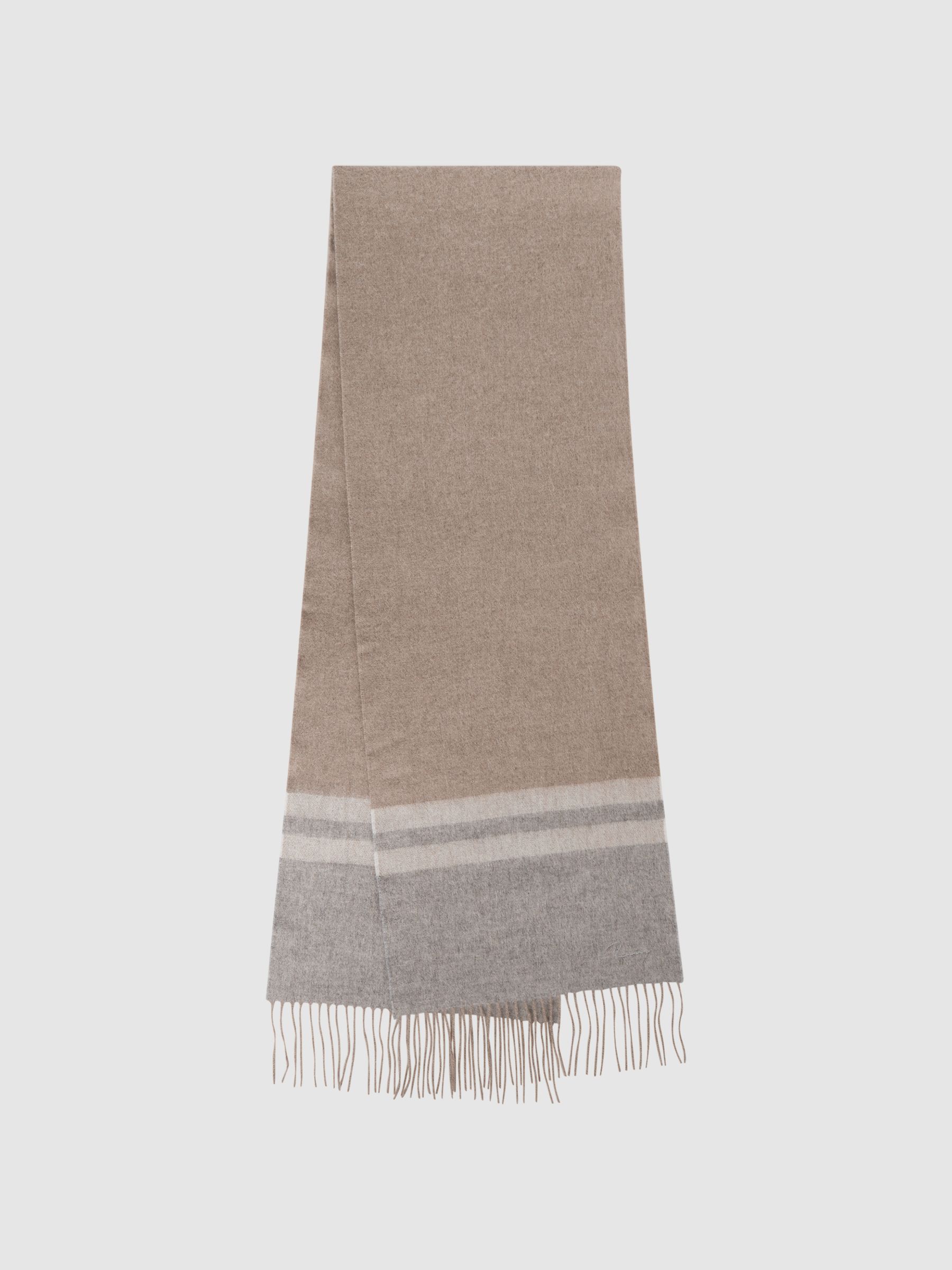 Wool-Cashmere Stripe Scarf in Camel - Image 1 of 4