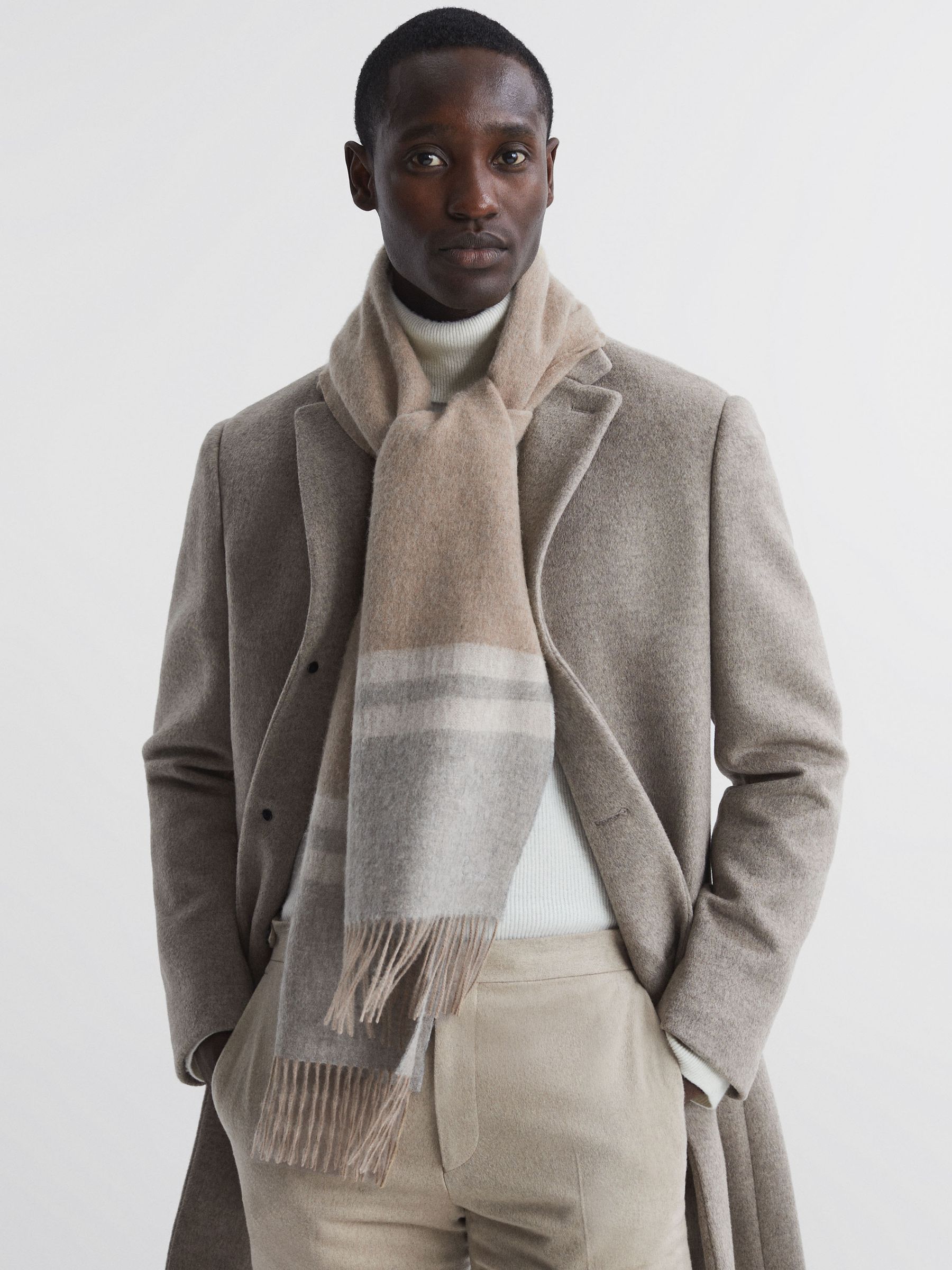 Wool-Cashmere Stripe Scarf in Camel - Image 2 of 4