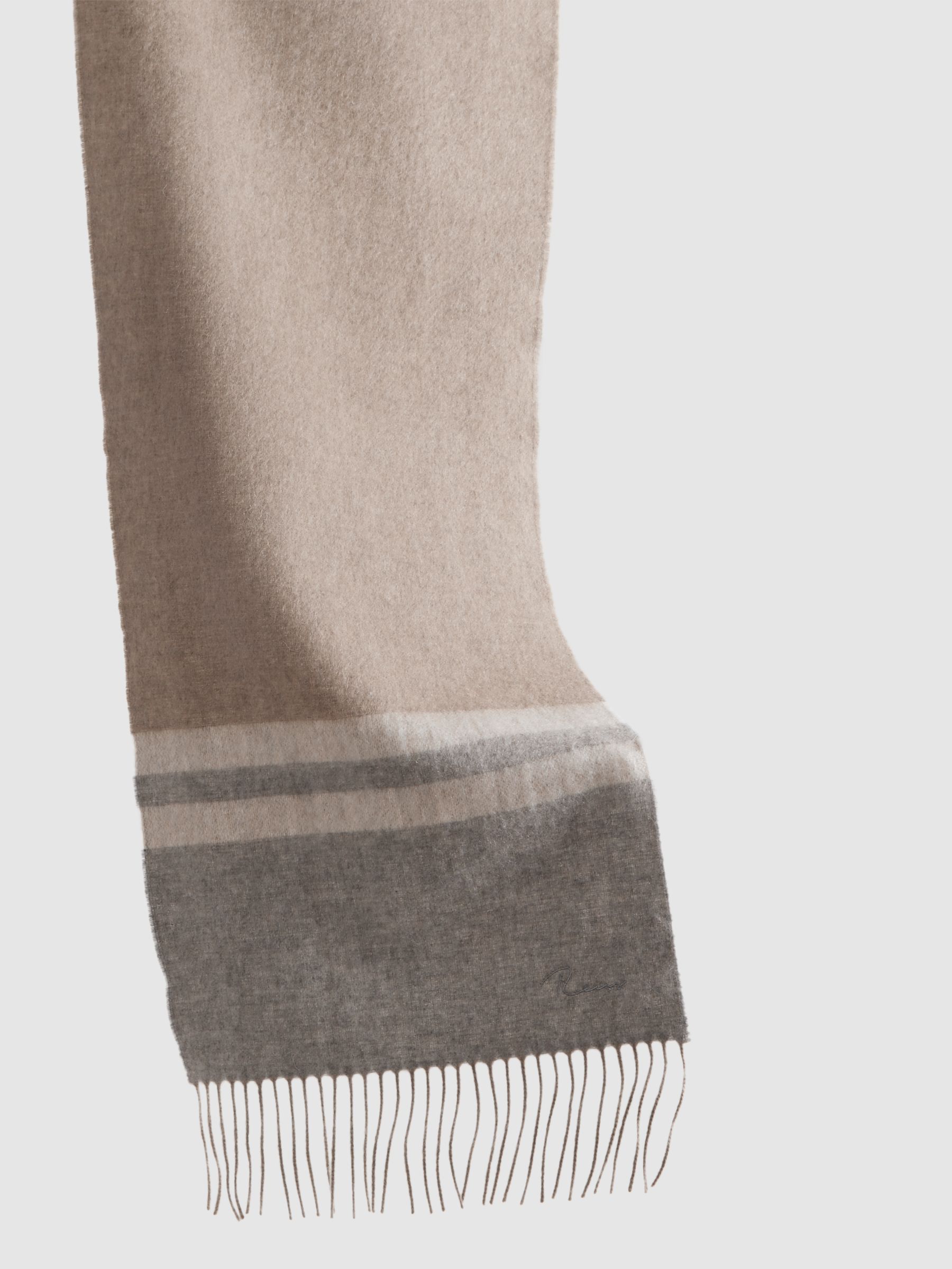 Wool-Cashmere Stripe Scarf in Camel - Image 4 of 4