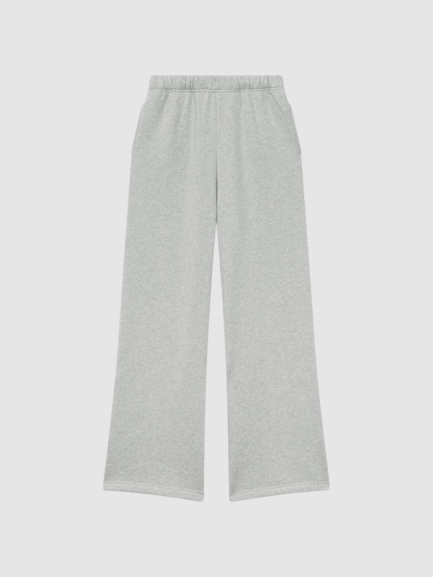 Good American Cotton Blend Wide Leg Joggers in Grey - Image 2 of 7