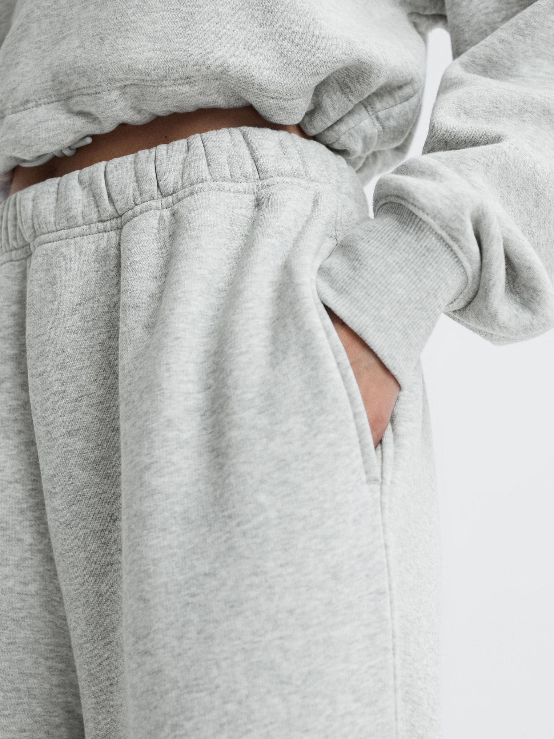 Good American Cotton Blend Wide Leg Joggers in Grey - Image 4 of 7