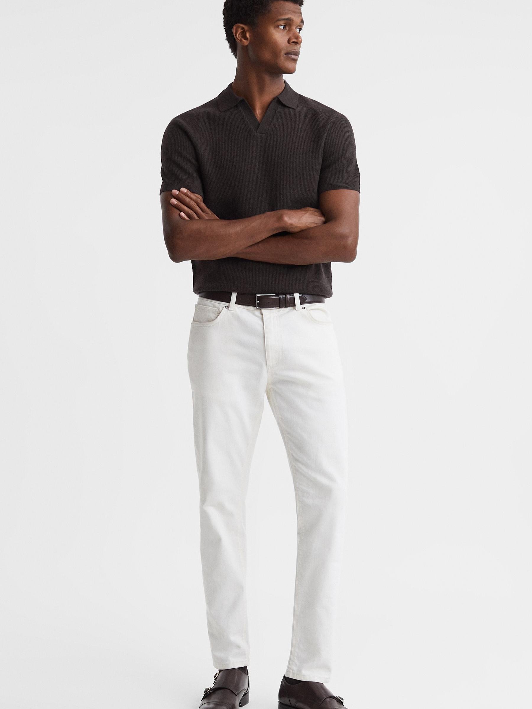 Wool Open-Collar Polo Shirt in Chocolate - Image 3 of 5