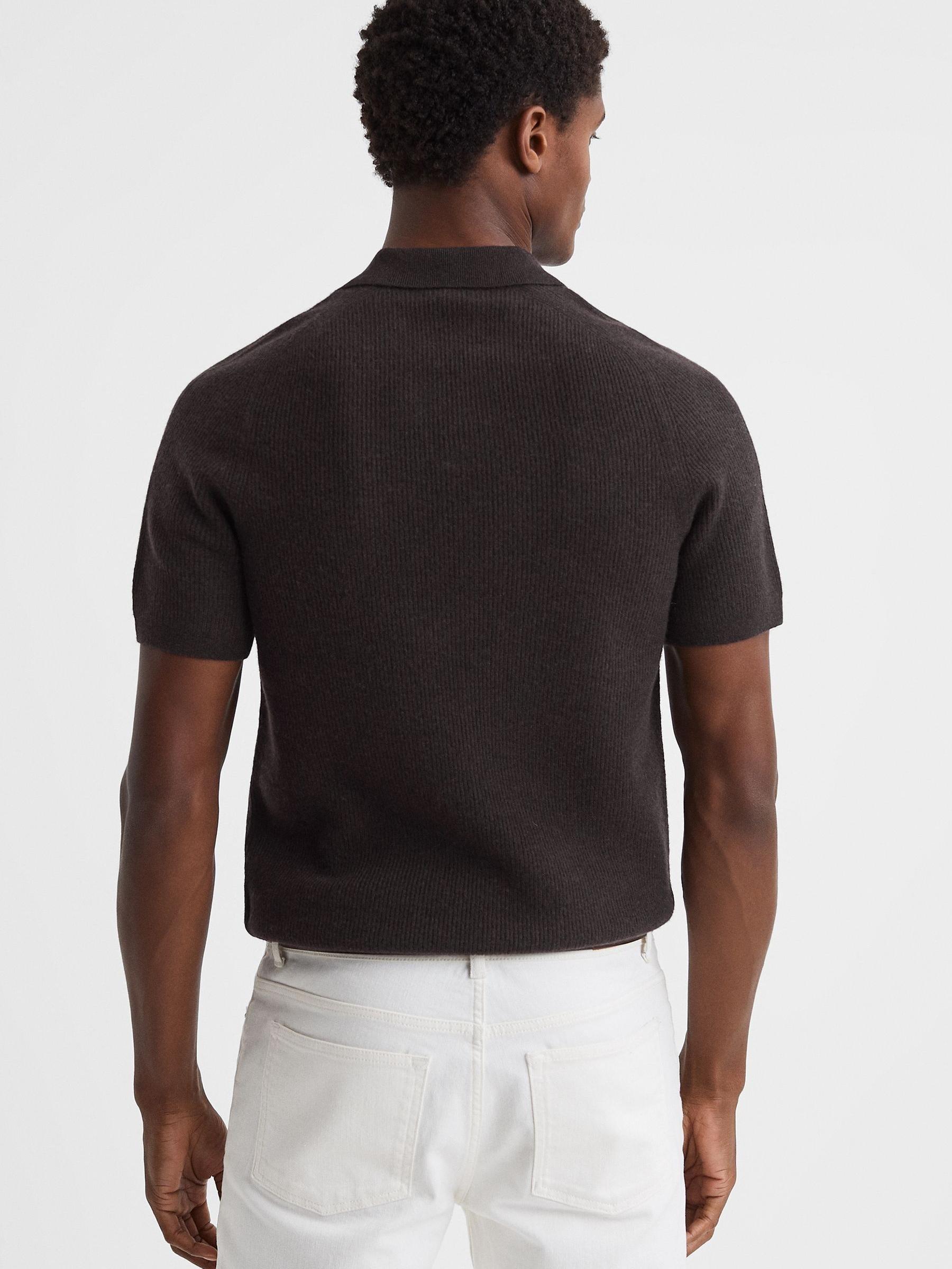 Wool Open-Collar Polo Shirt in Chocolate - Image 5 of 5