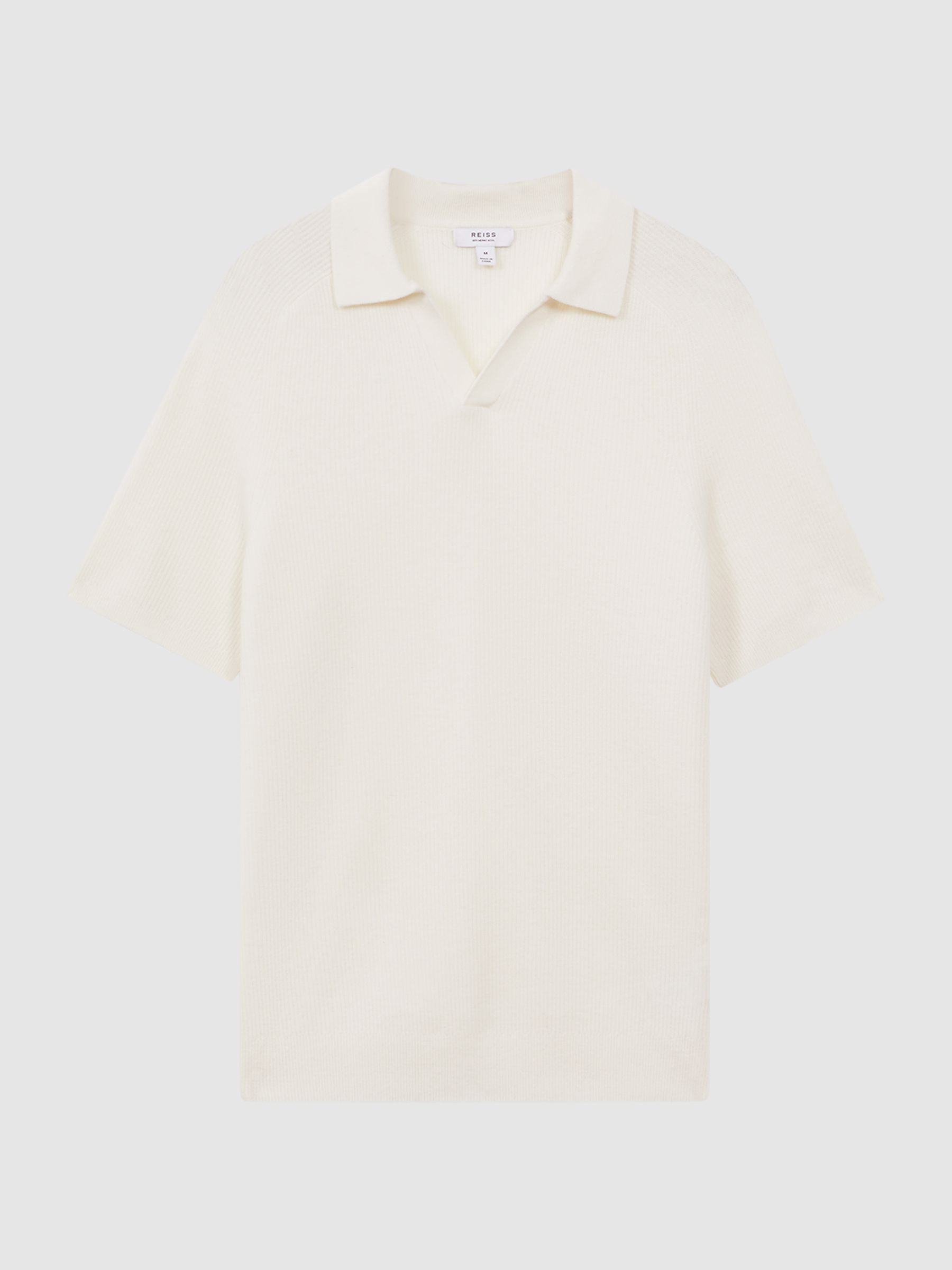 Wool Open-Collar Polo Shirt in Ecru - Image 2 of 5