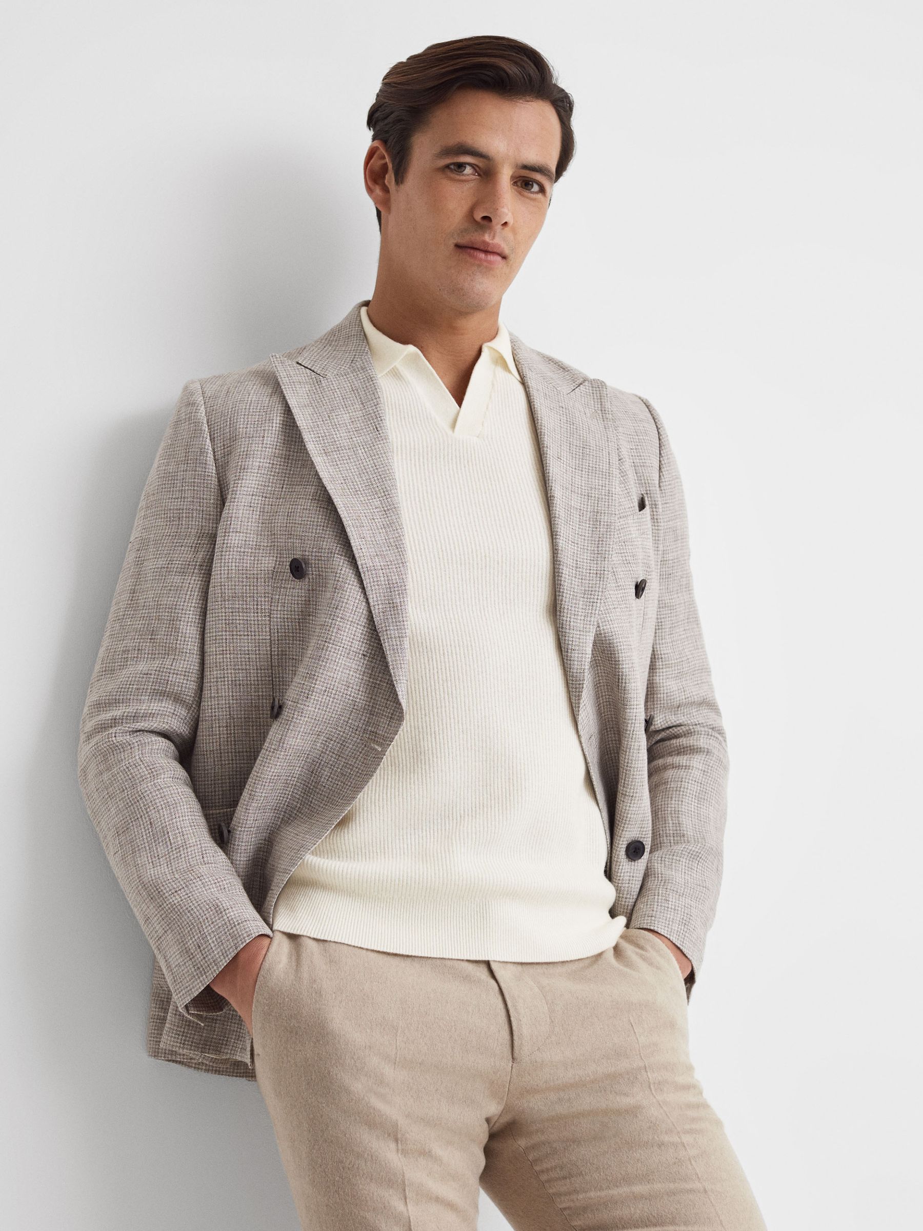 Wool Open-Collar Polo Shirt in Ecru - Image 3 of 5