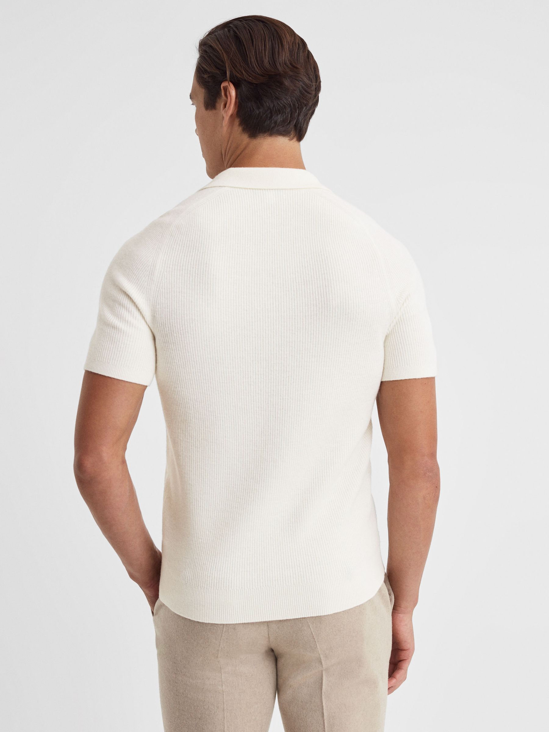 Wool Open-Collar Polo Shirt in Ecru - Image 5 of 5