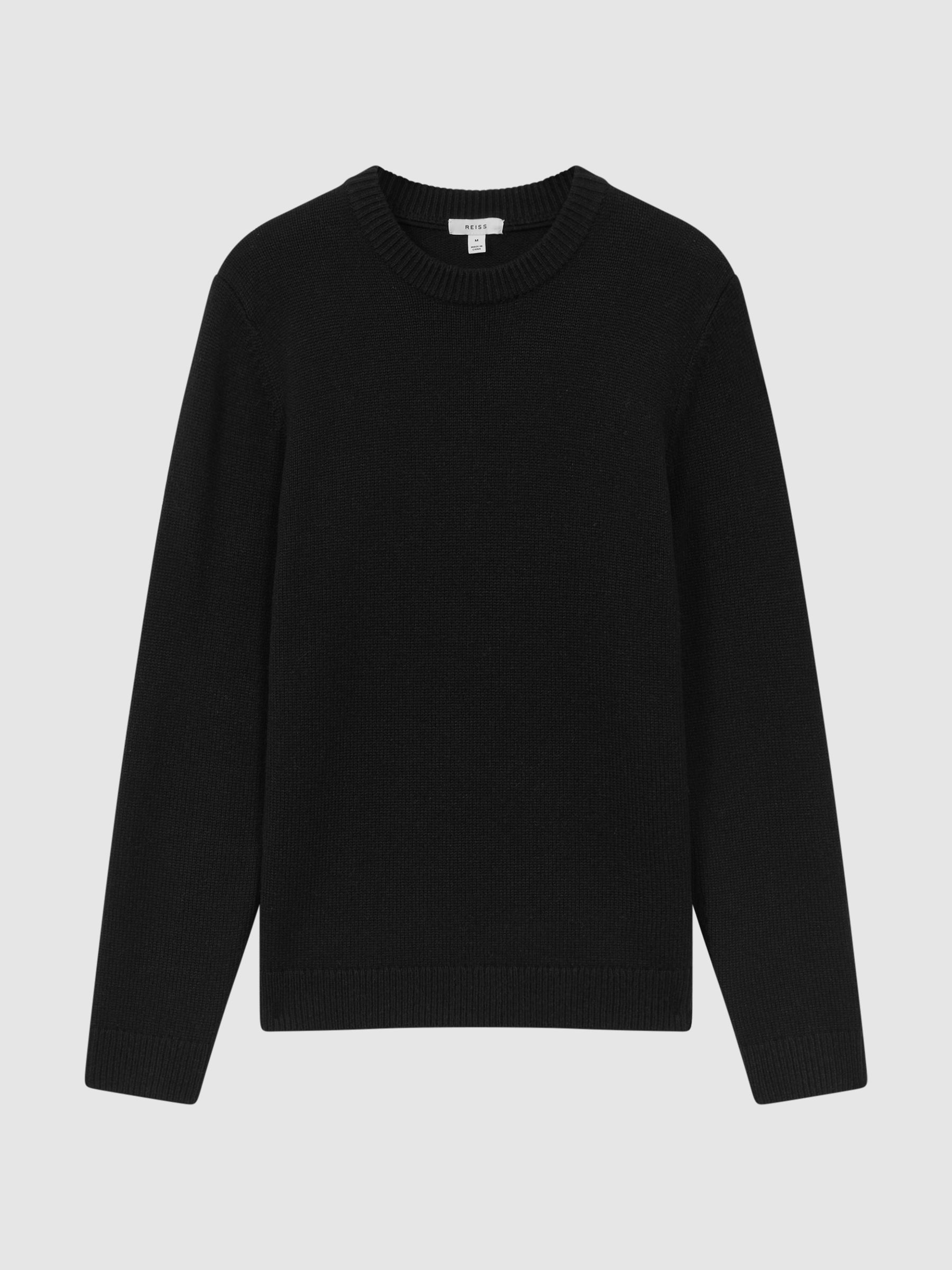 Wool Blend Crew Neck Jumper in Black - Image 2 of 6