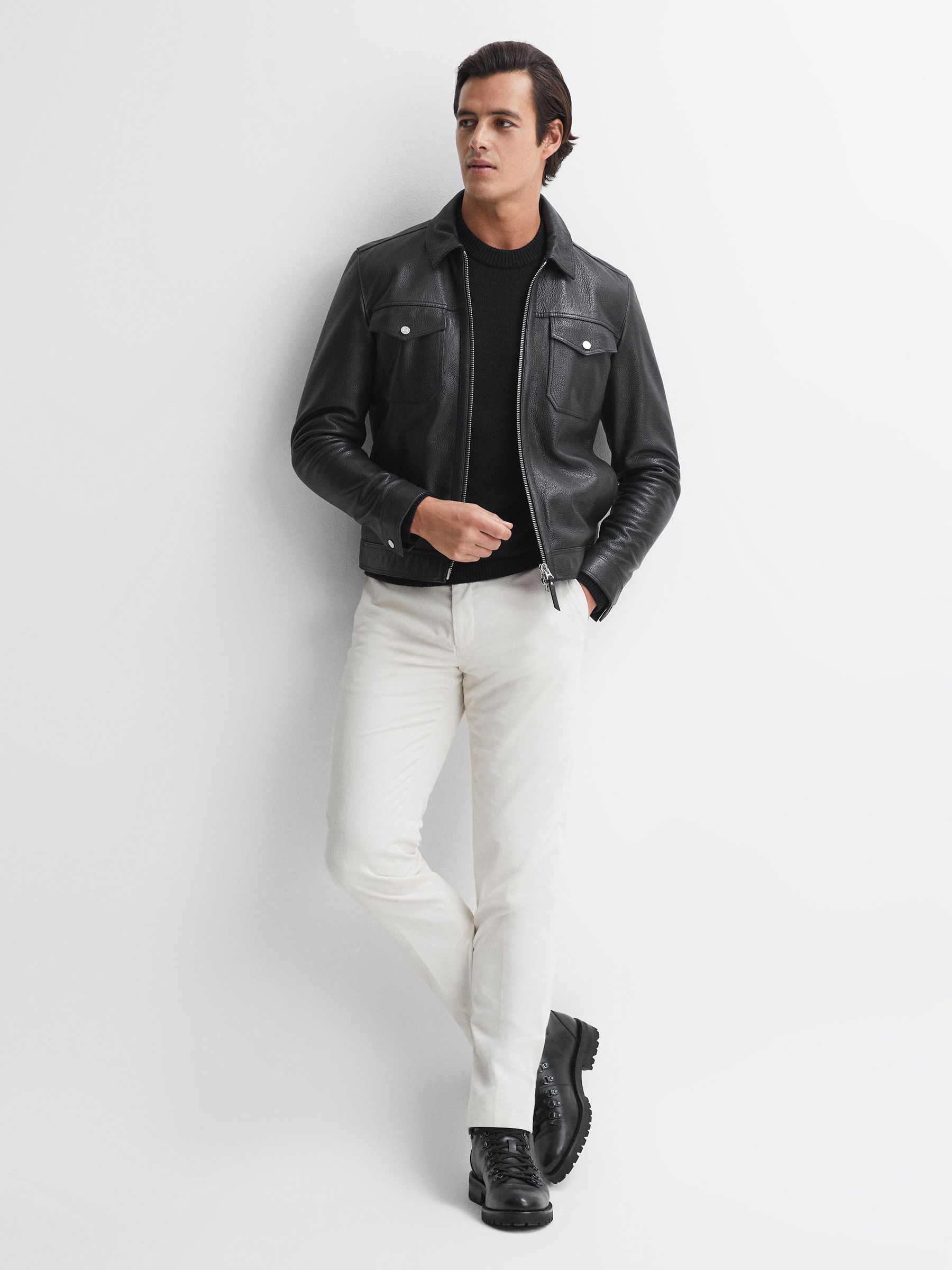 Wool Blend Crew Neck Jumper in Black - Image 3 of 6