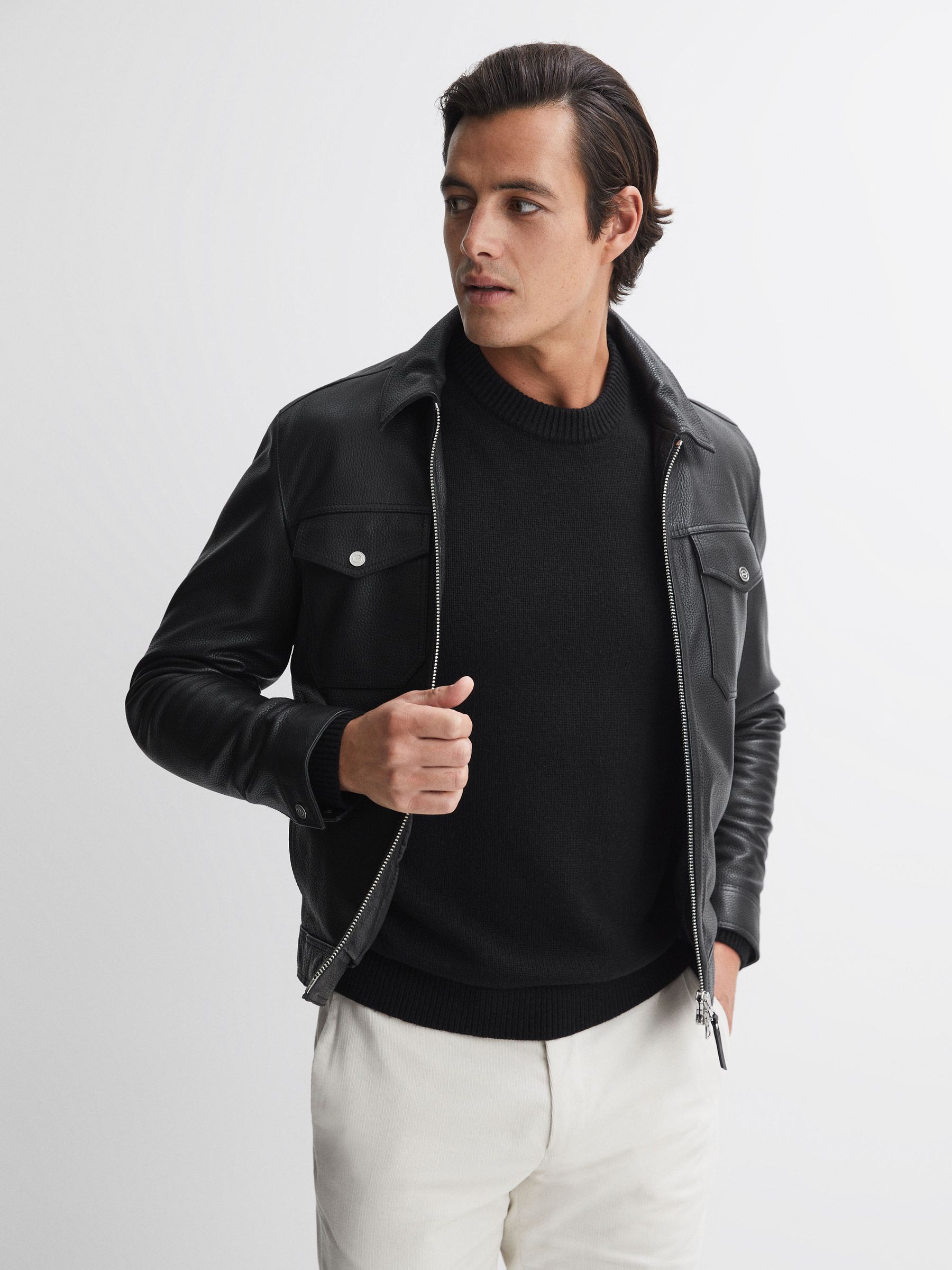 Wool Blend Crew Neck Jumper in Black - Image 5 of 6