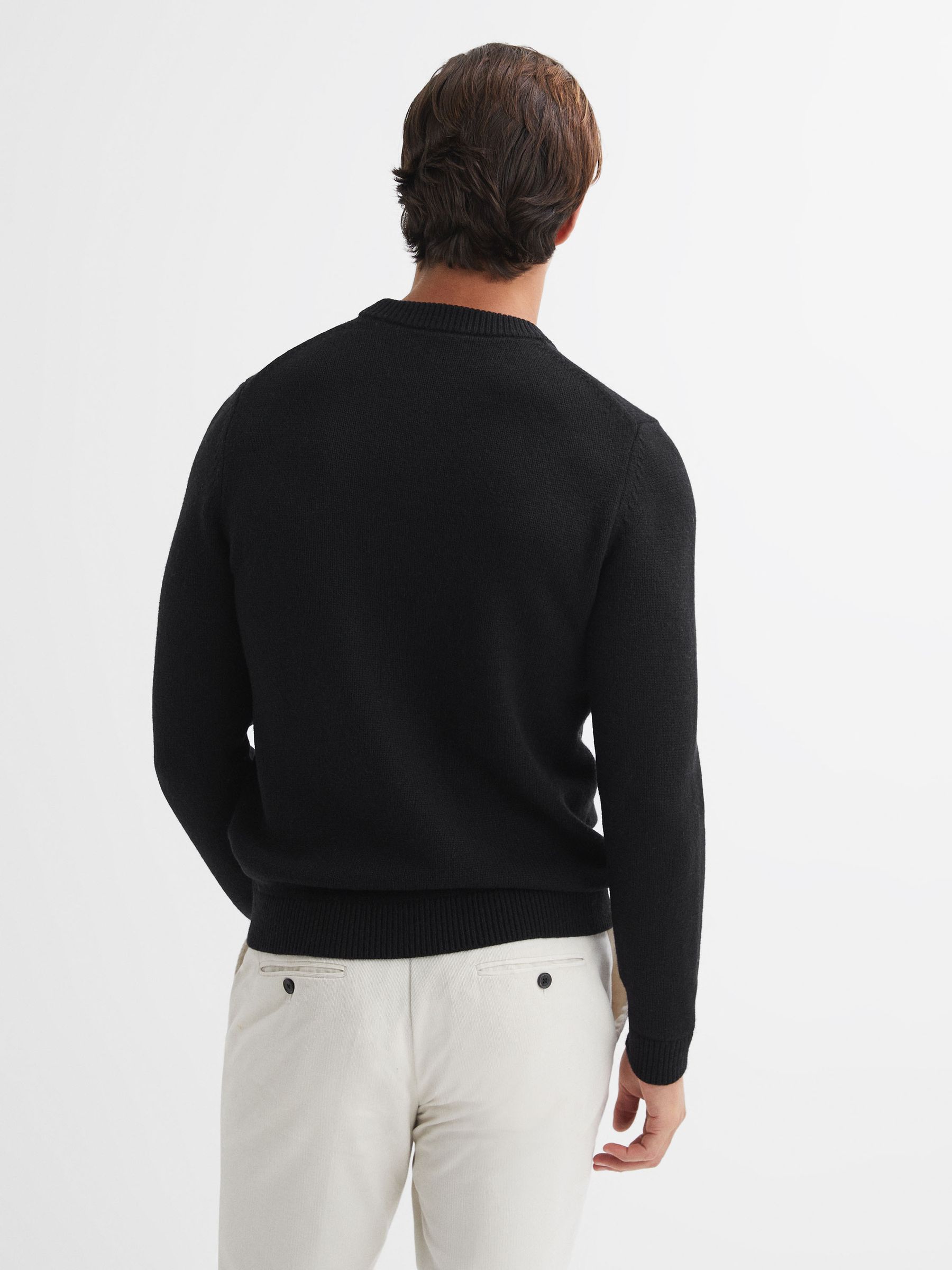 Wool Blend Crew Neck Jumper in Black - Image 6 of 6