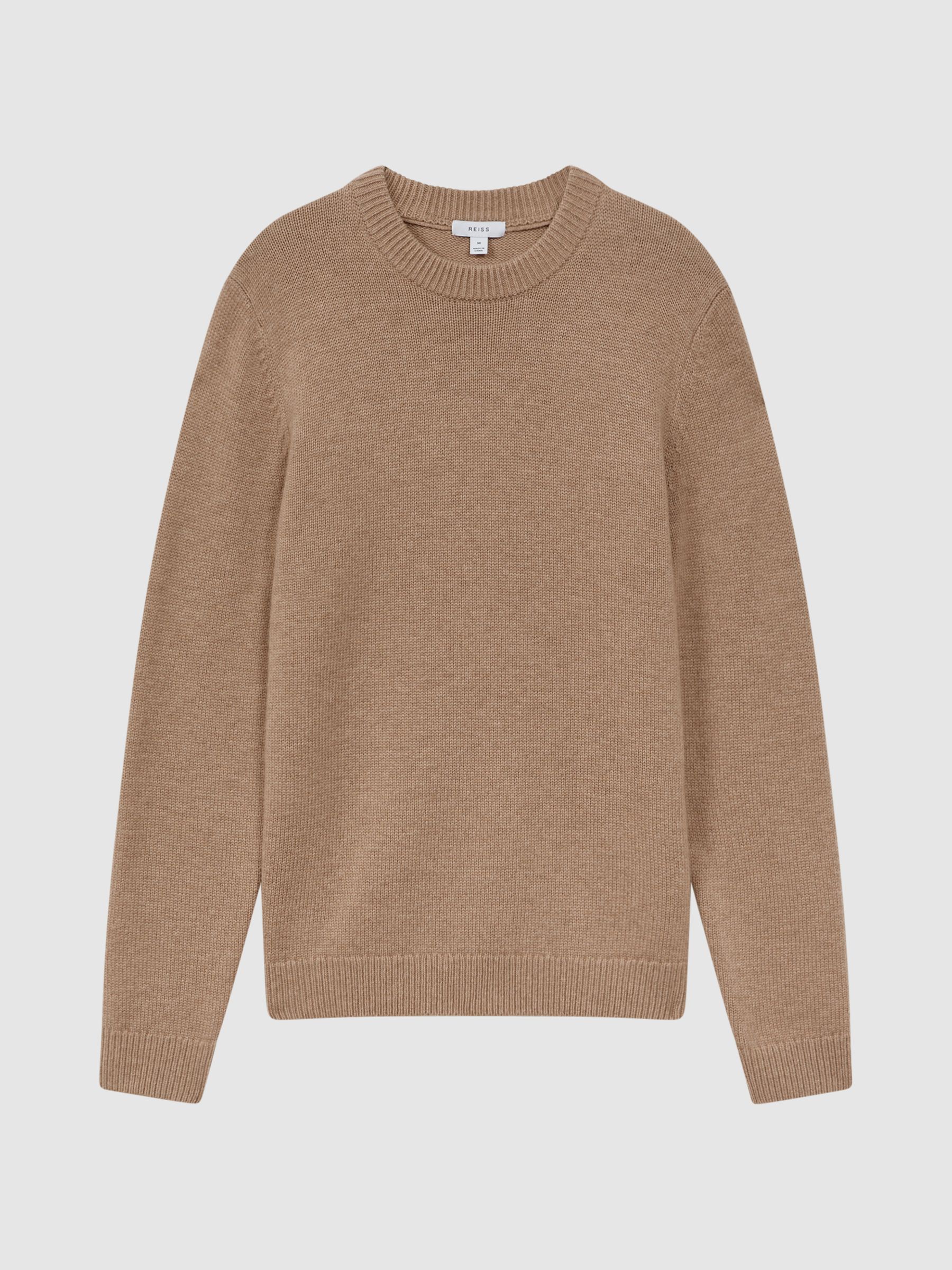 Wool Blend Crew Neck Jumper in Camel Melange - Image 2 of 6