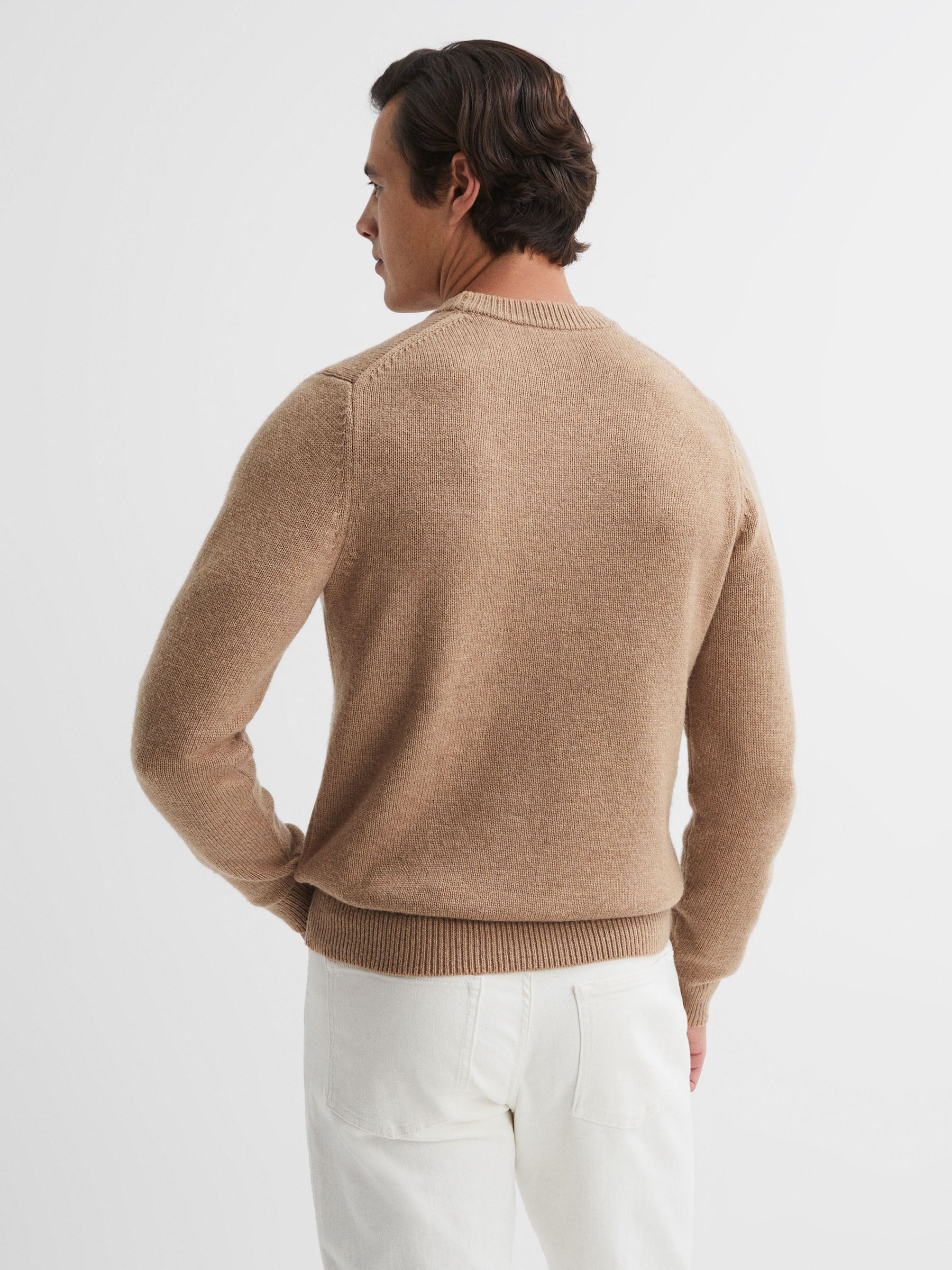 Wool Blend Crew Neck Jumper in Camel Melange - Image 6 of 6