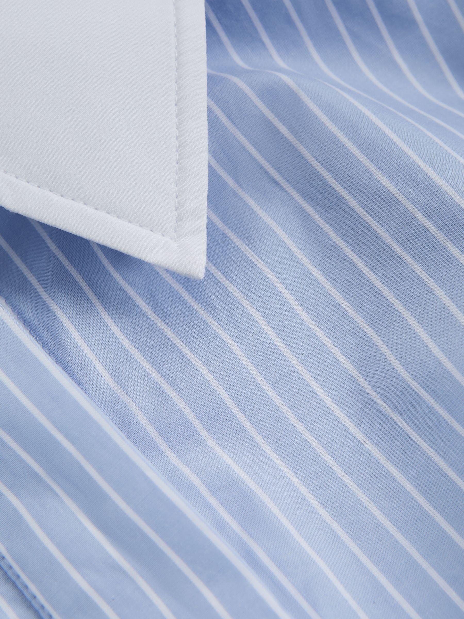 Good American Cotton Cropped Striped Shirt in Blue Stripe - Image 5 of 5