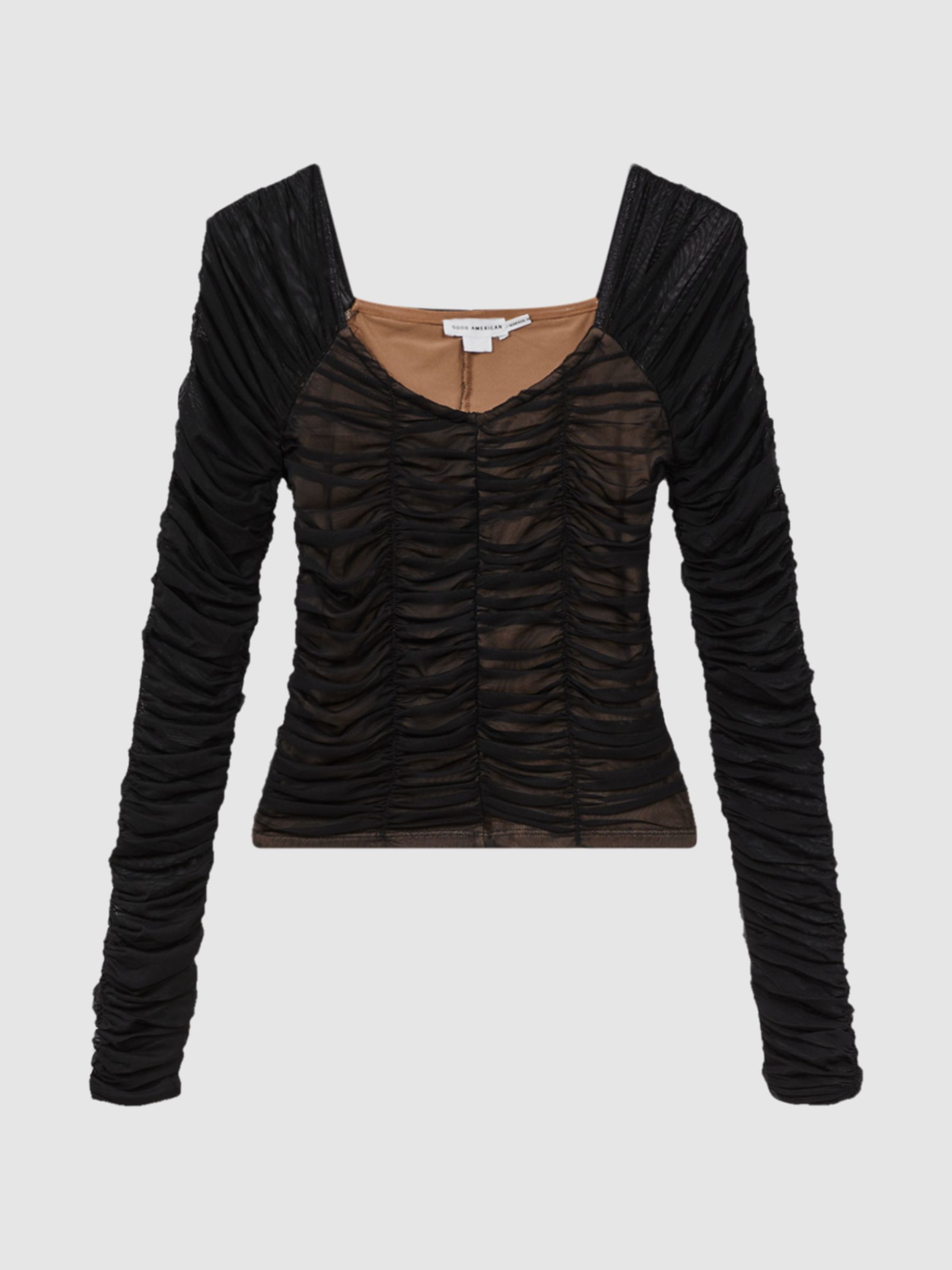 Good American Ruched Off-The-Shoulder Top in Black - Image 2 of 5