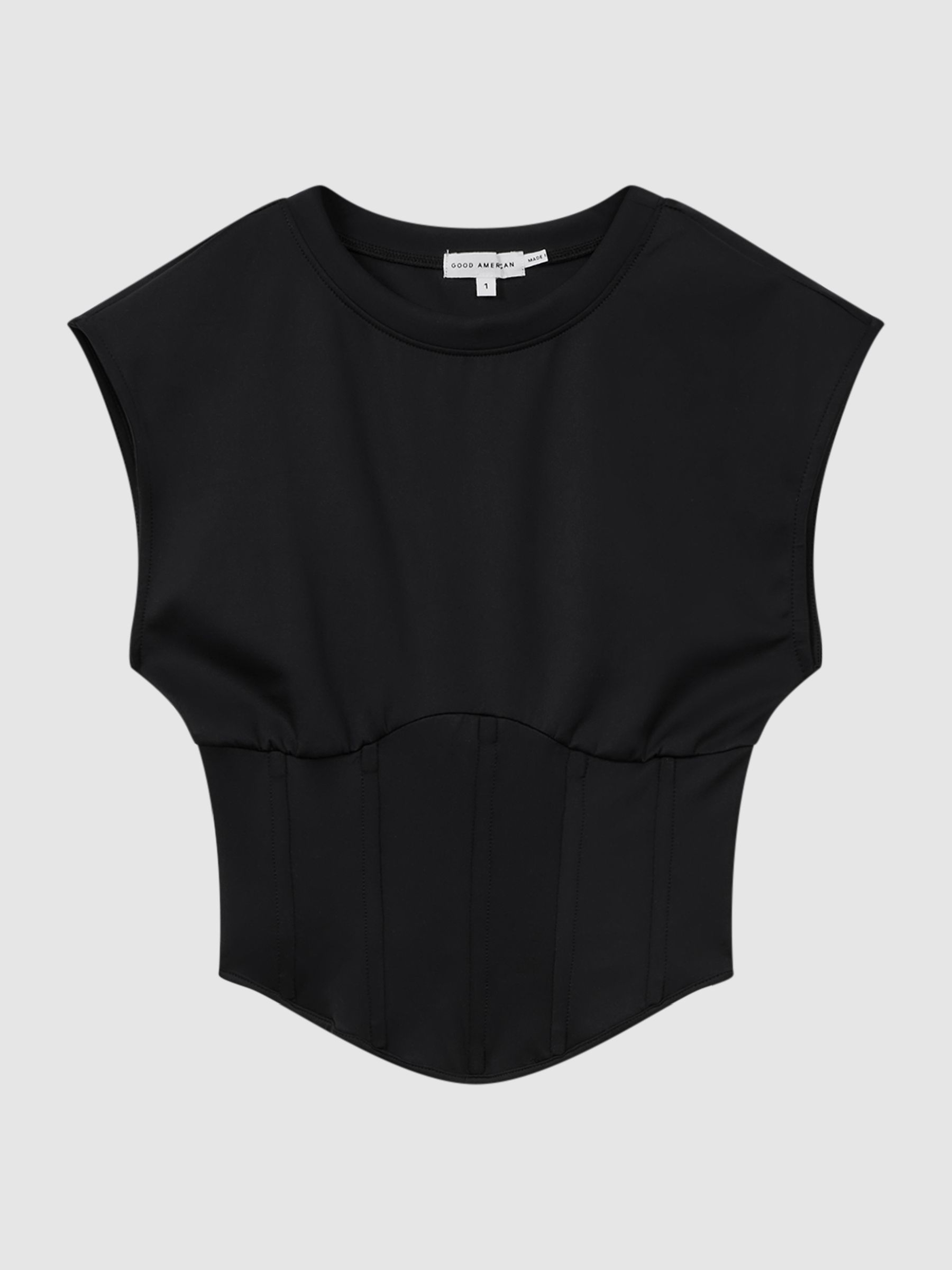 Good American Scuba Corset T-Shirt in Black - Image 2 of 5