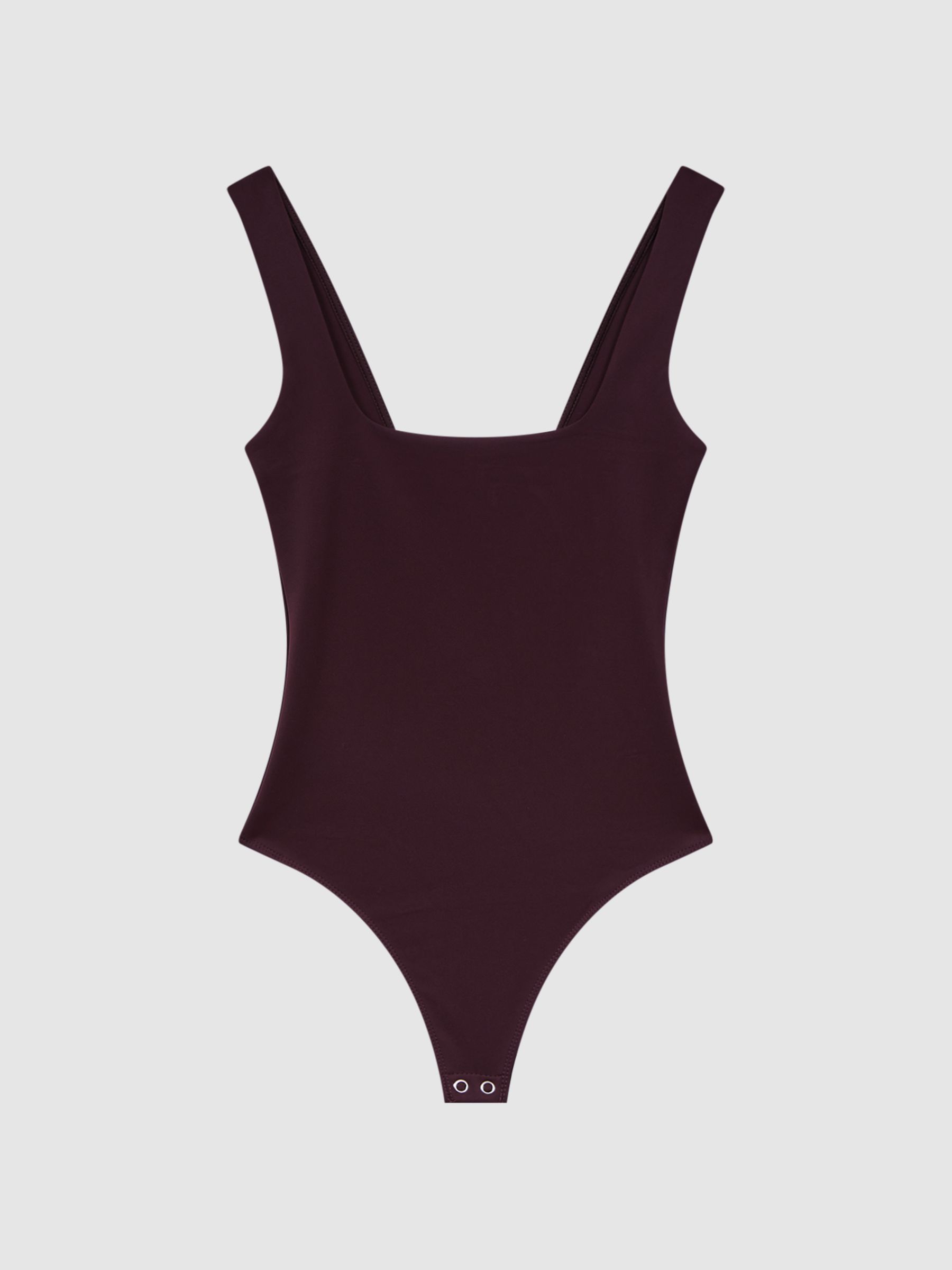 Good American Square Neck Thong Bodysuit in Malbec - Image 2 of 6