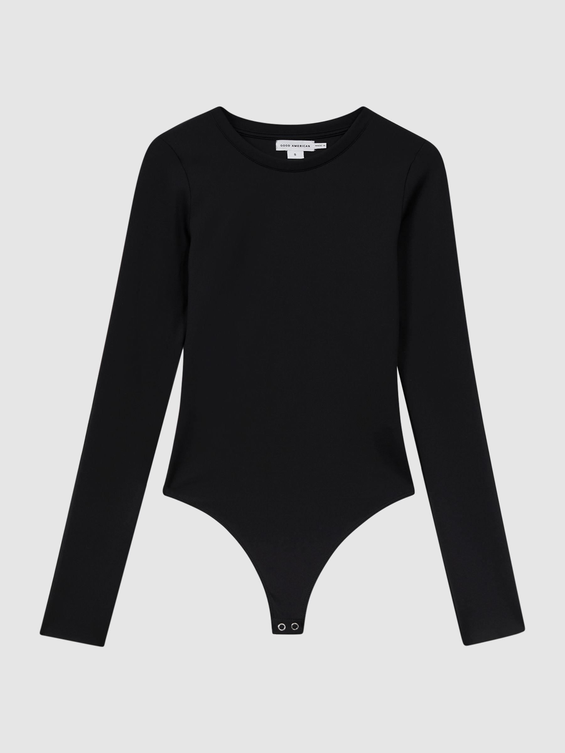 Good American Crew Neck Thong Bodysuit in Black - Image 2 of 4