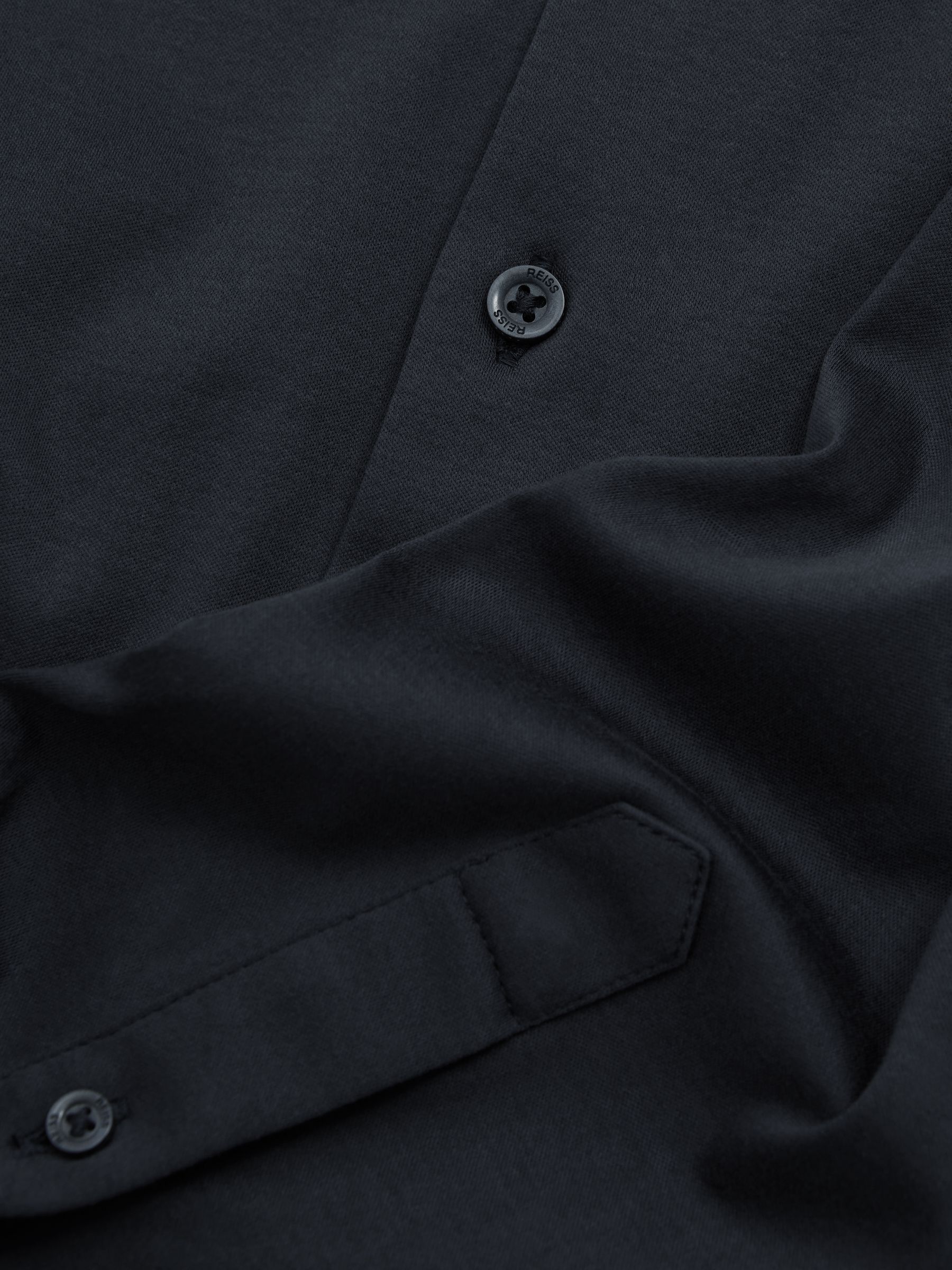 Slim Fit Mercerised Cotton Jersey Shirt in Navy - Image 5 of 5