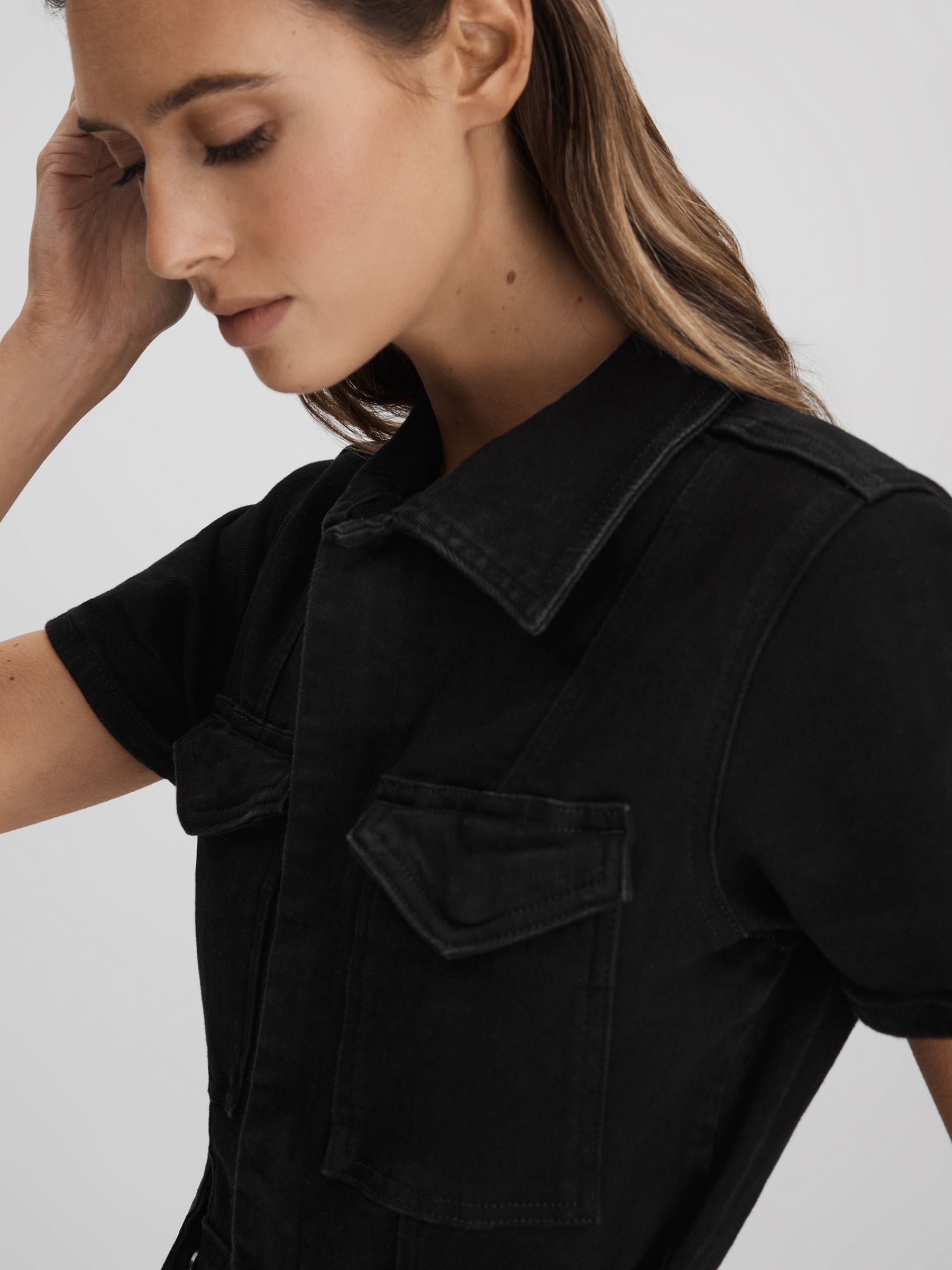 Good American Denim Mini Dress in Black - Image 3 of 5