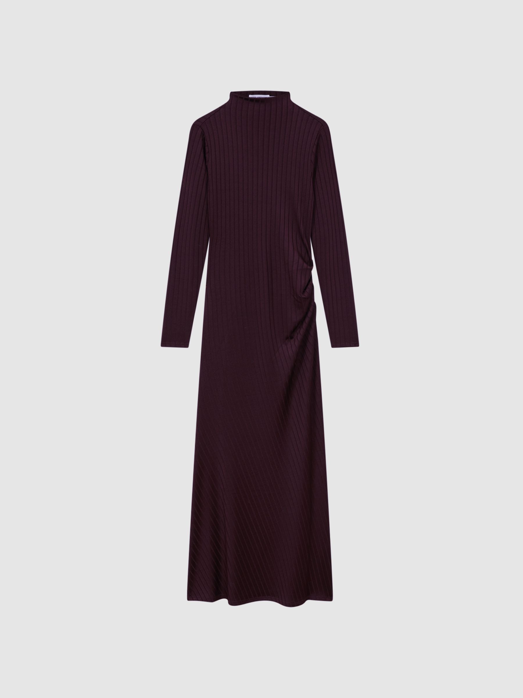 Good American Knitted Funnel Neck Midi Dress in Malbec - Image 2 of 5