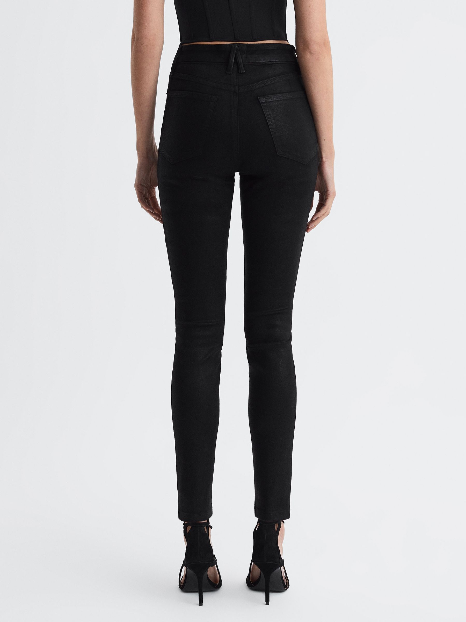 Good American Coated Skinny Jeans in Black - Image 5 of 6