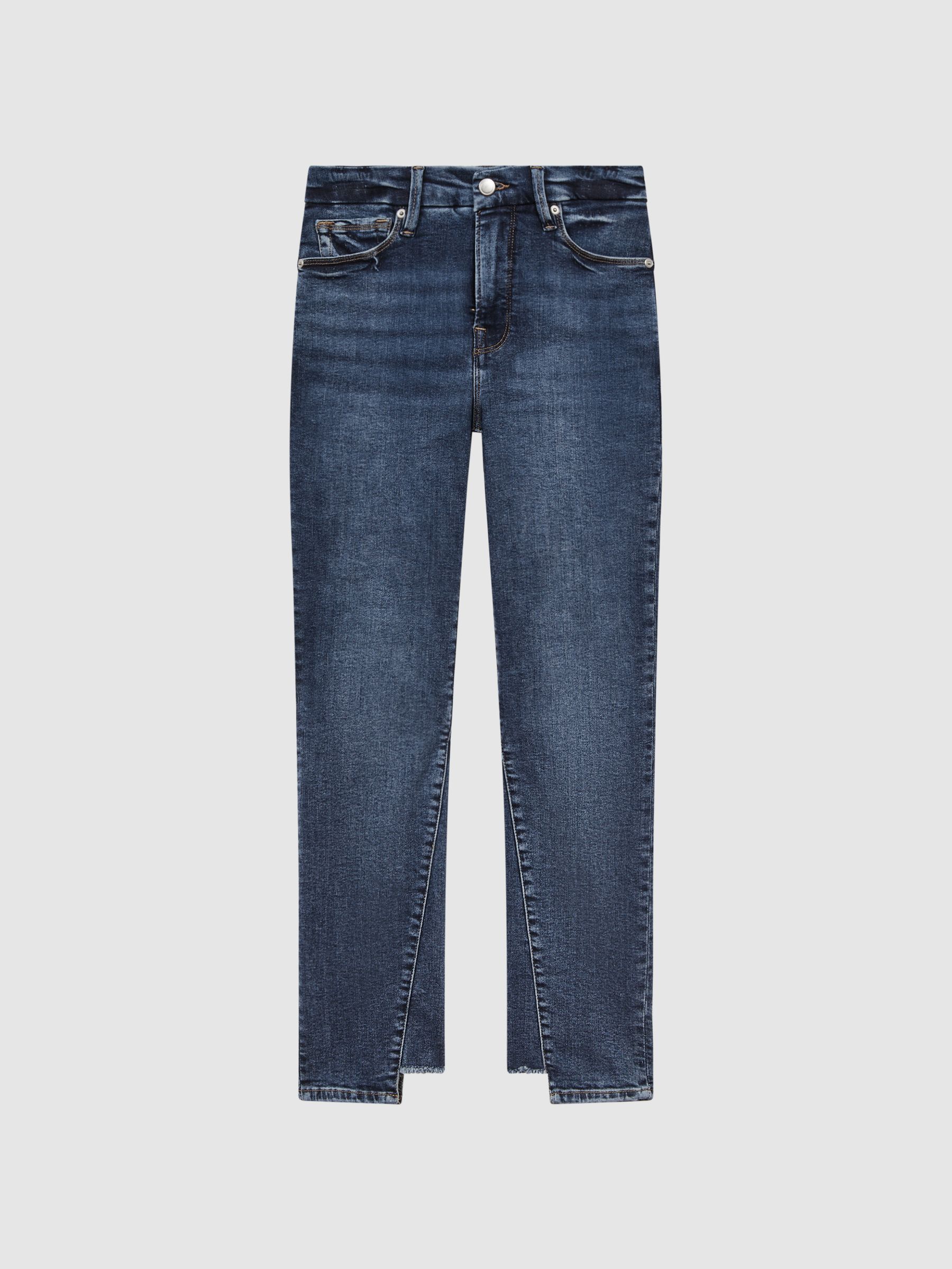 Good American Skinny-Jeans im Used-Look mit hohem Bund, Indigo - Bild 2 von 7