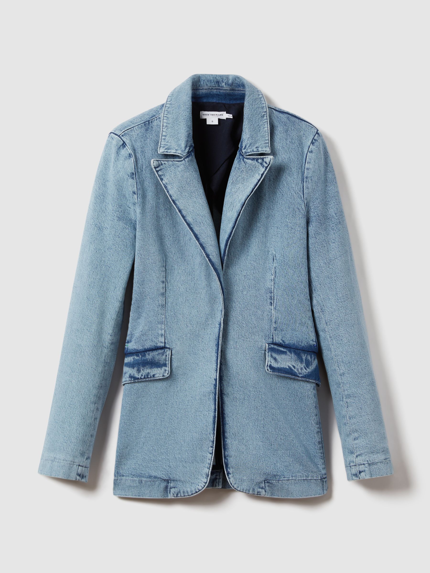 Good American Denim Single Breasted Blazer in Indigo - Image 2 of 6