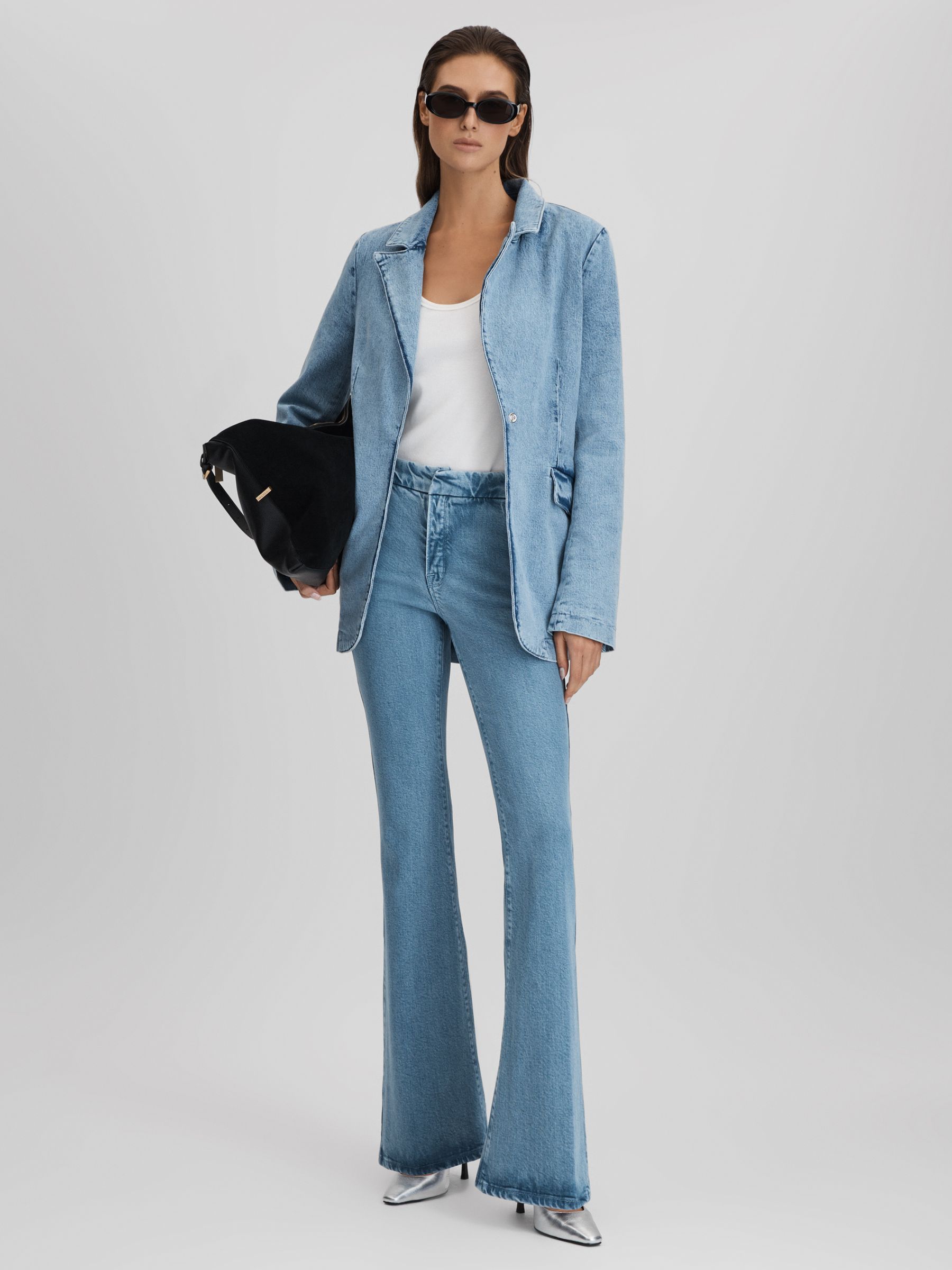 Good American Denim Single Breasted Blazer in Indigo - Image 3 of 6