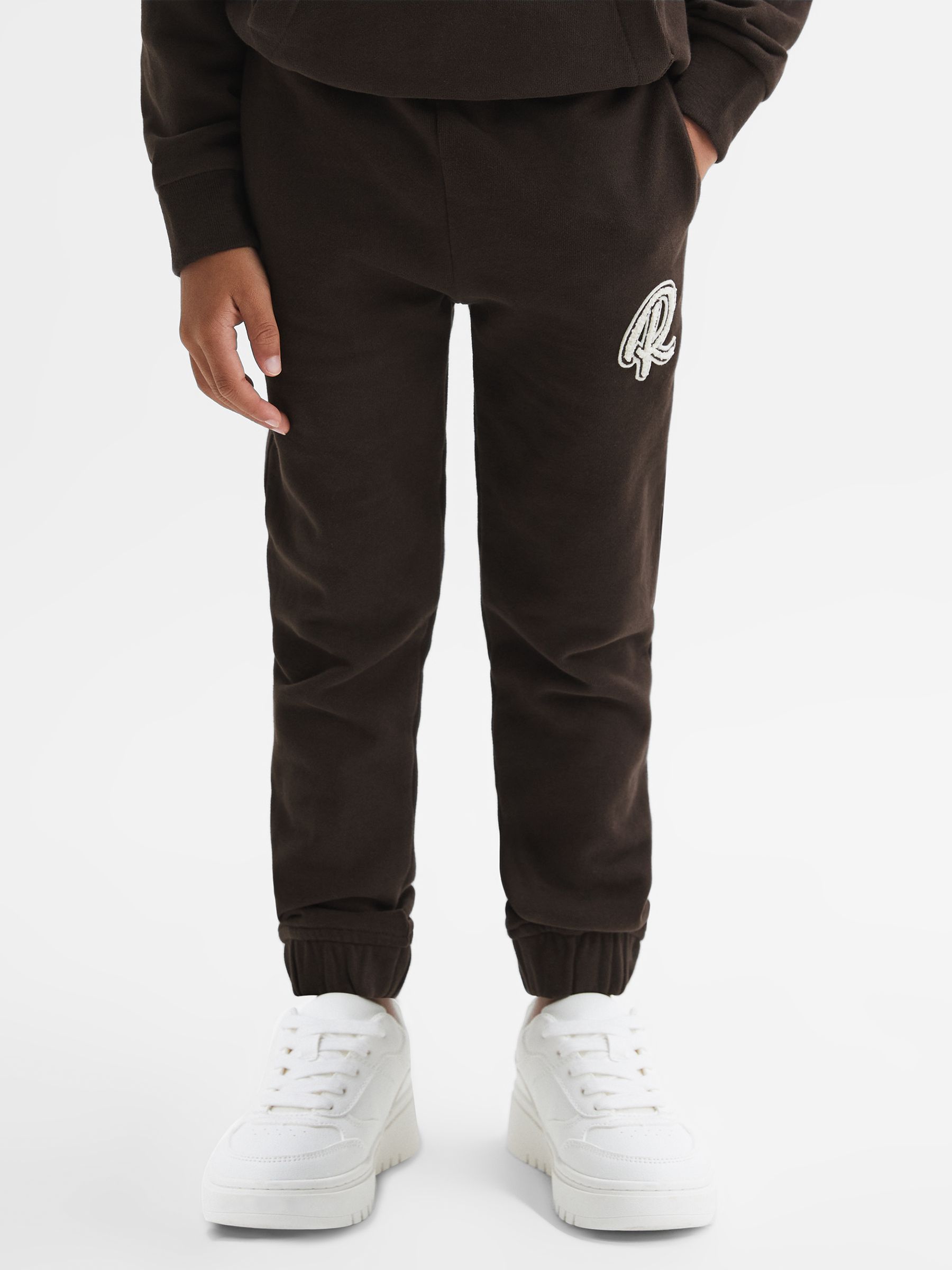 Junior Garment Dyed Logo Joggers in Chocolate - Image 1 of 6