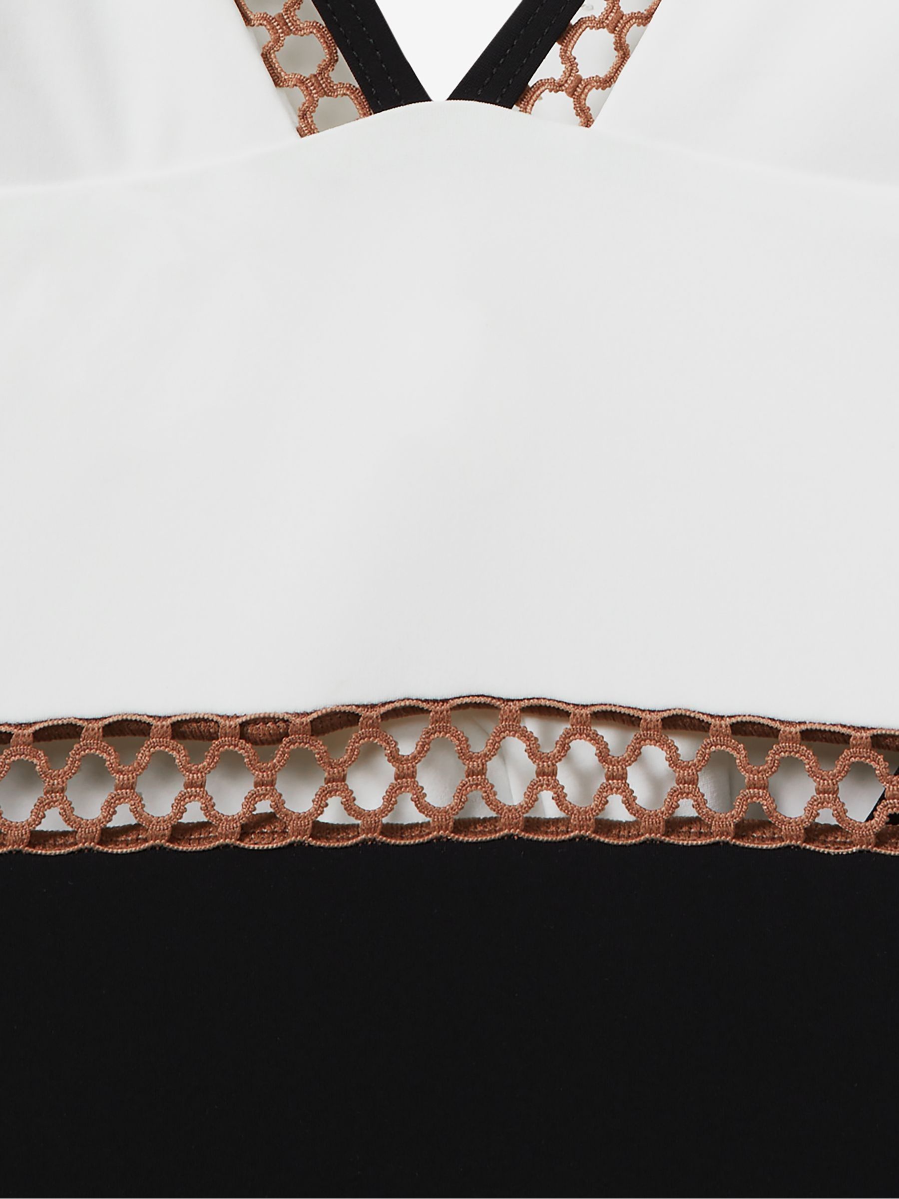 Colourblock Halter Swimsuit in White/Tan - Image 5 of 5